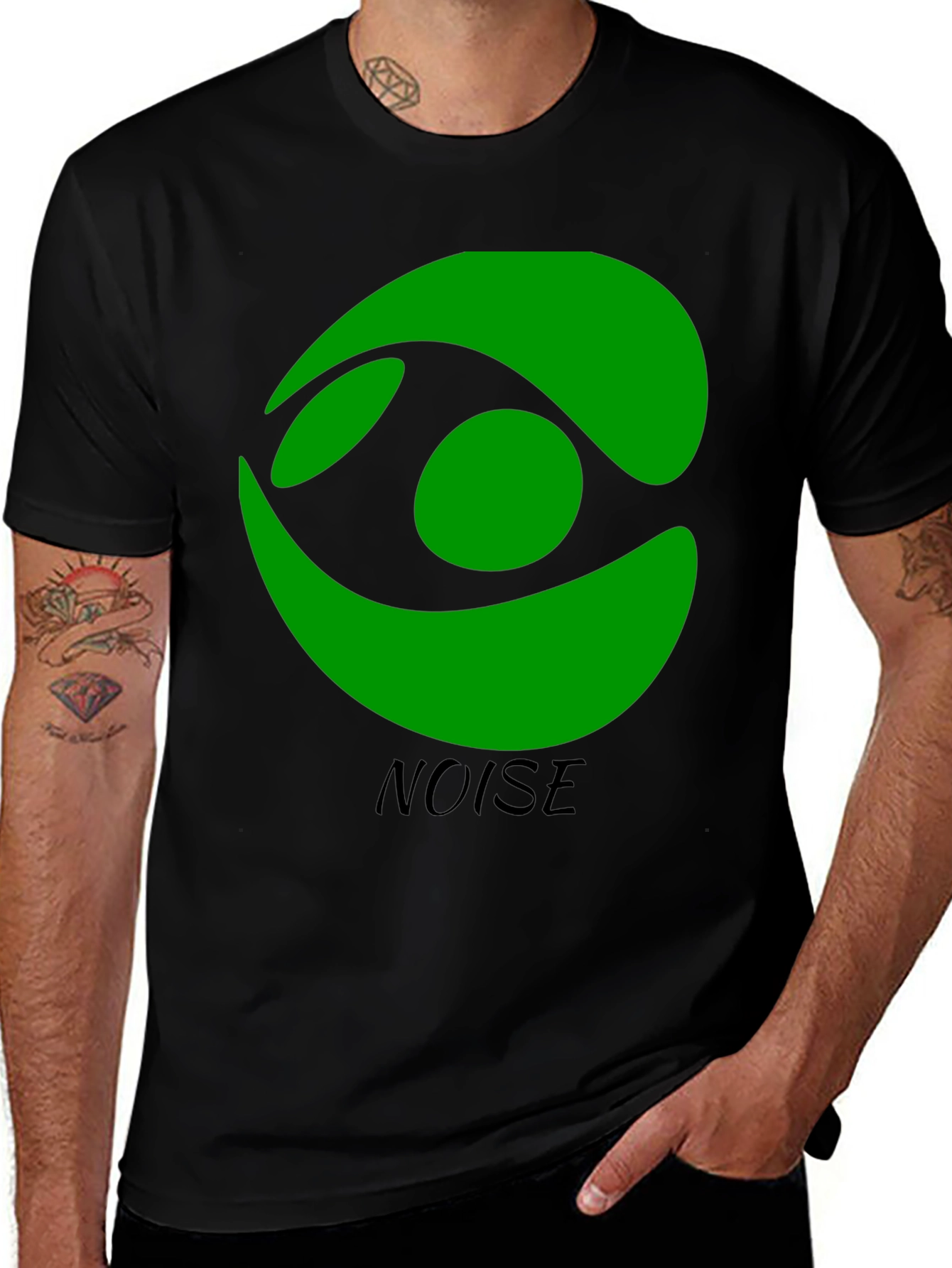 Green Eye Noise Black T-Shirt - Stylish Graphic Tee