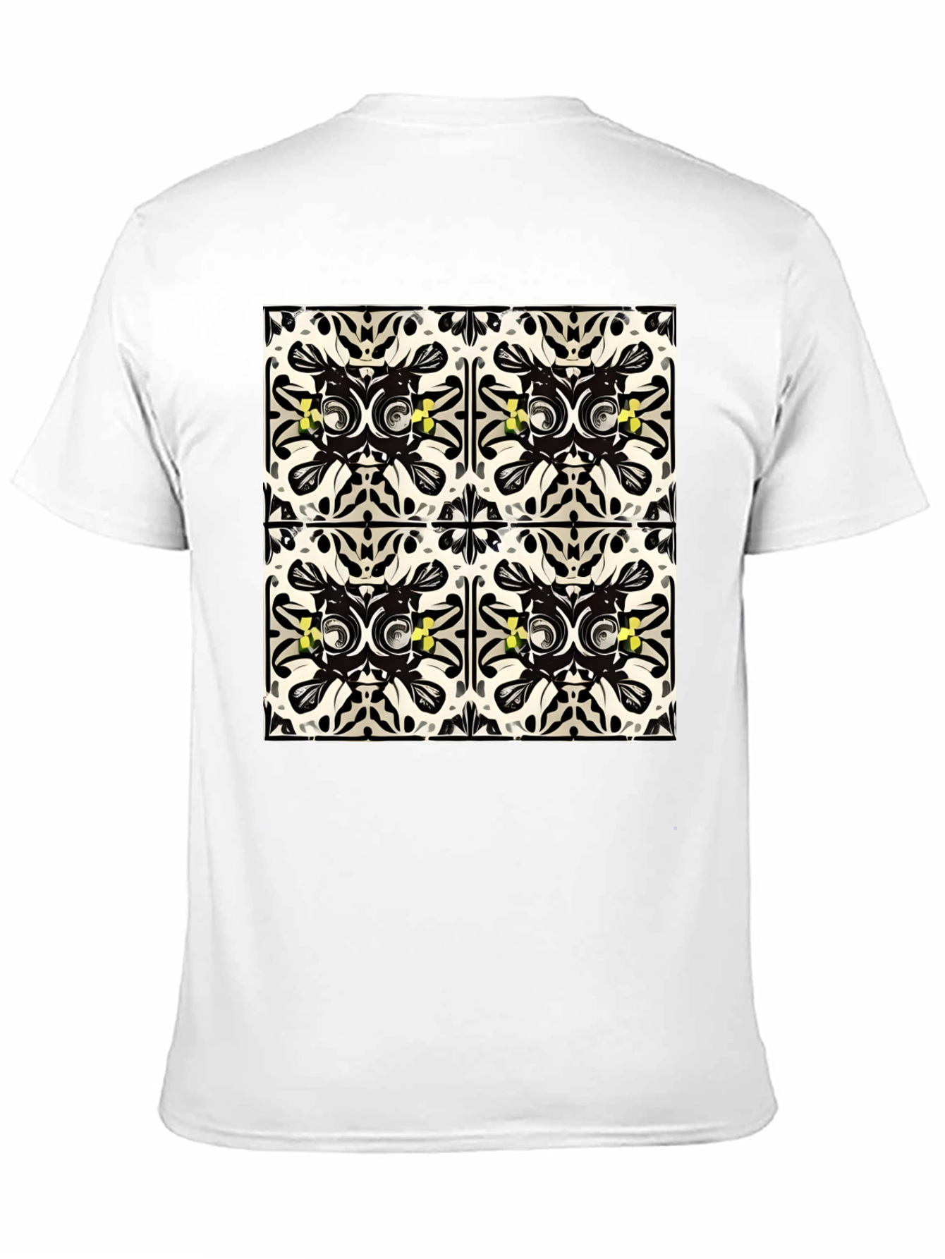 Geometric Tile Print Black T-Shirt