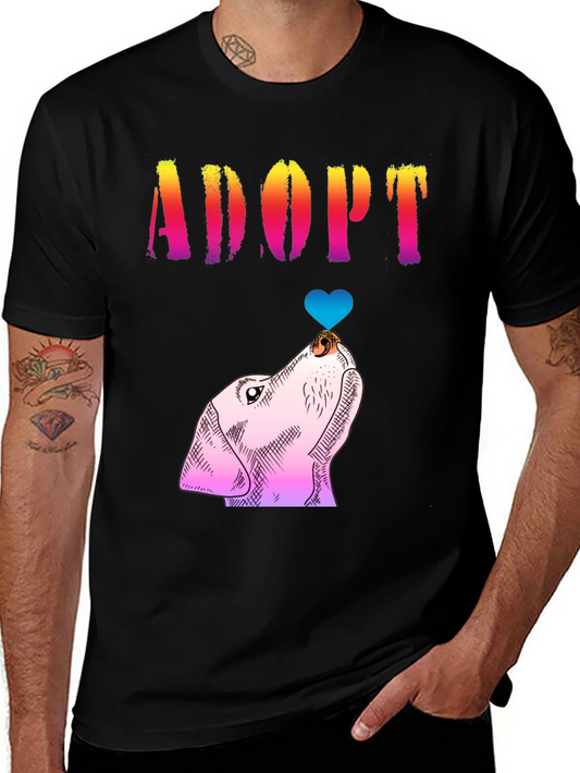 Adopt a Dog Graphic Tee - Mens Black T-Shirt