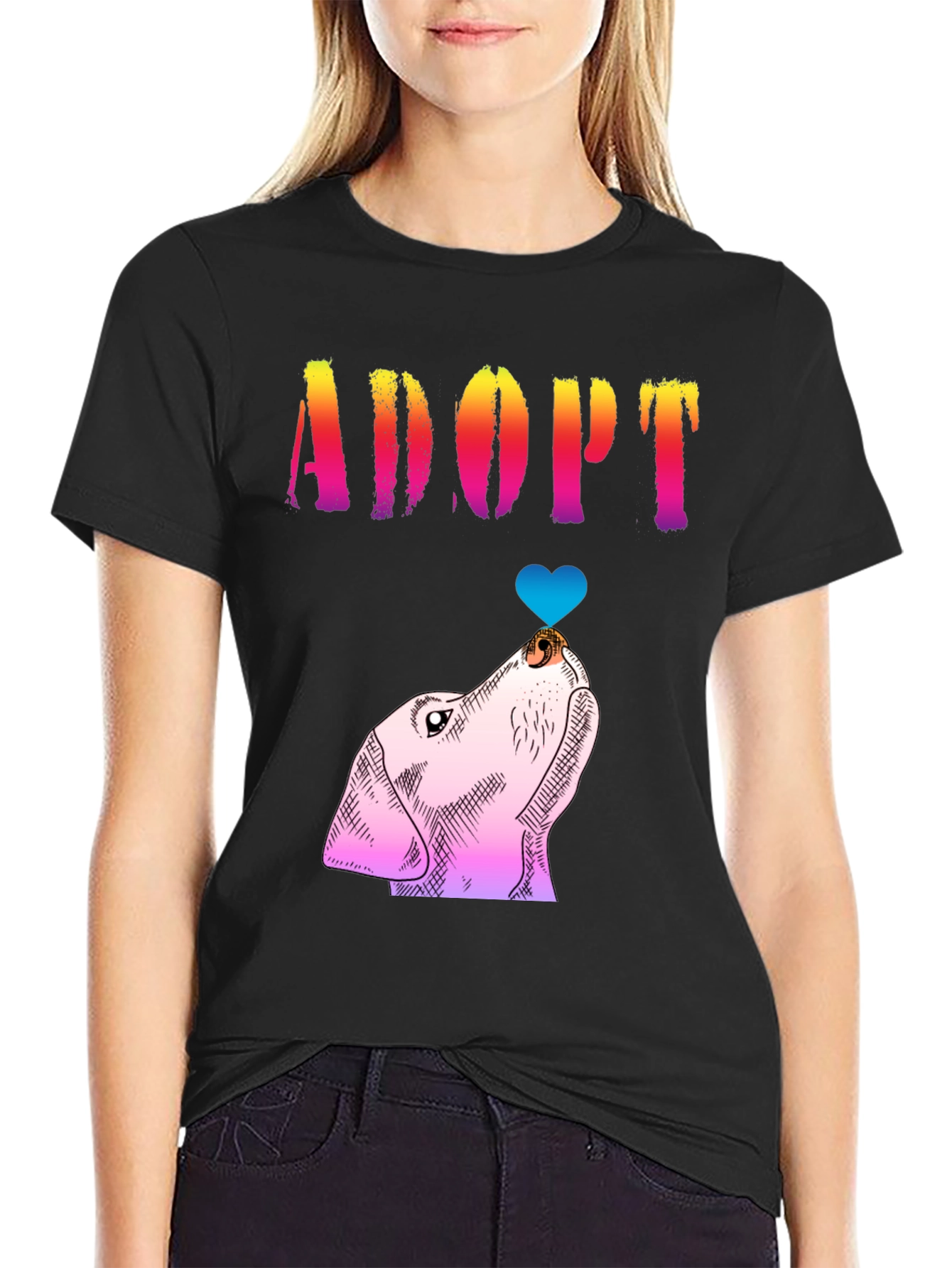 Adopt a Dog Graphic Tee - Mens Black T-Shirt