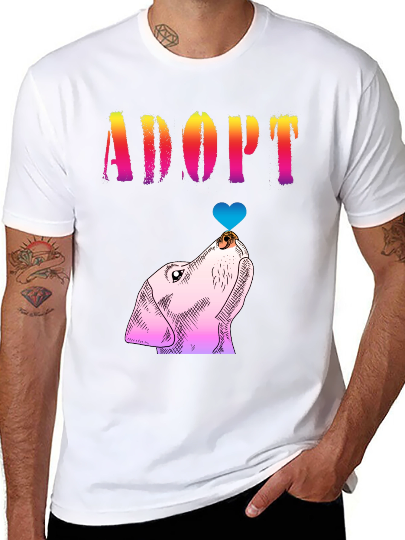 Adopt a Dog Graphic Tee - Mens Black T-Shirt