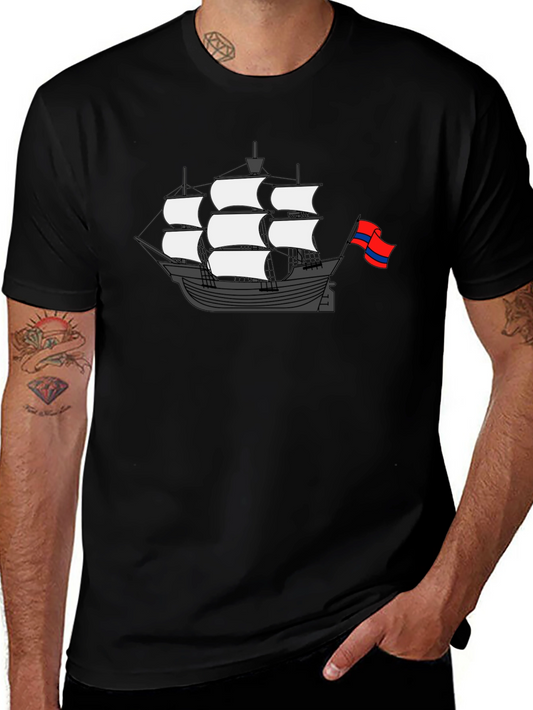 Sailing Ship Graphic T-Shirt - Black