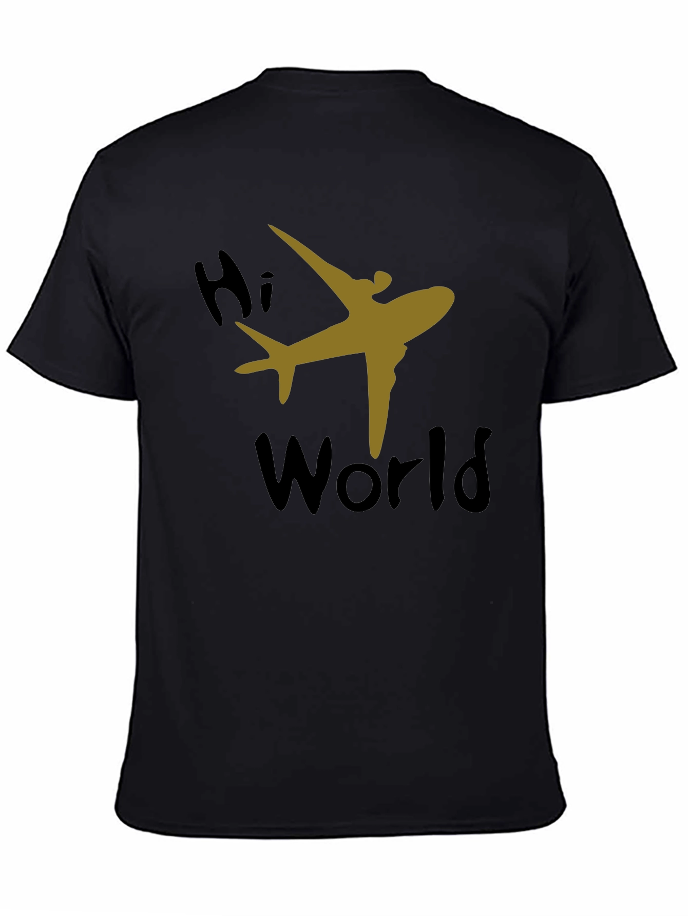Hi World Airplane Graphic Tee - Black