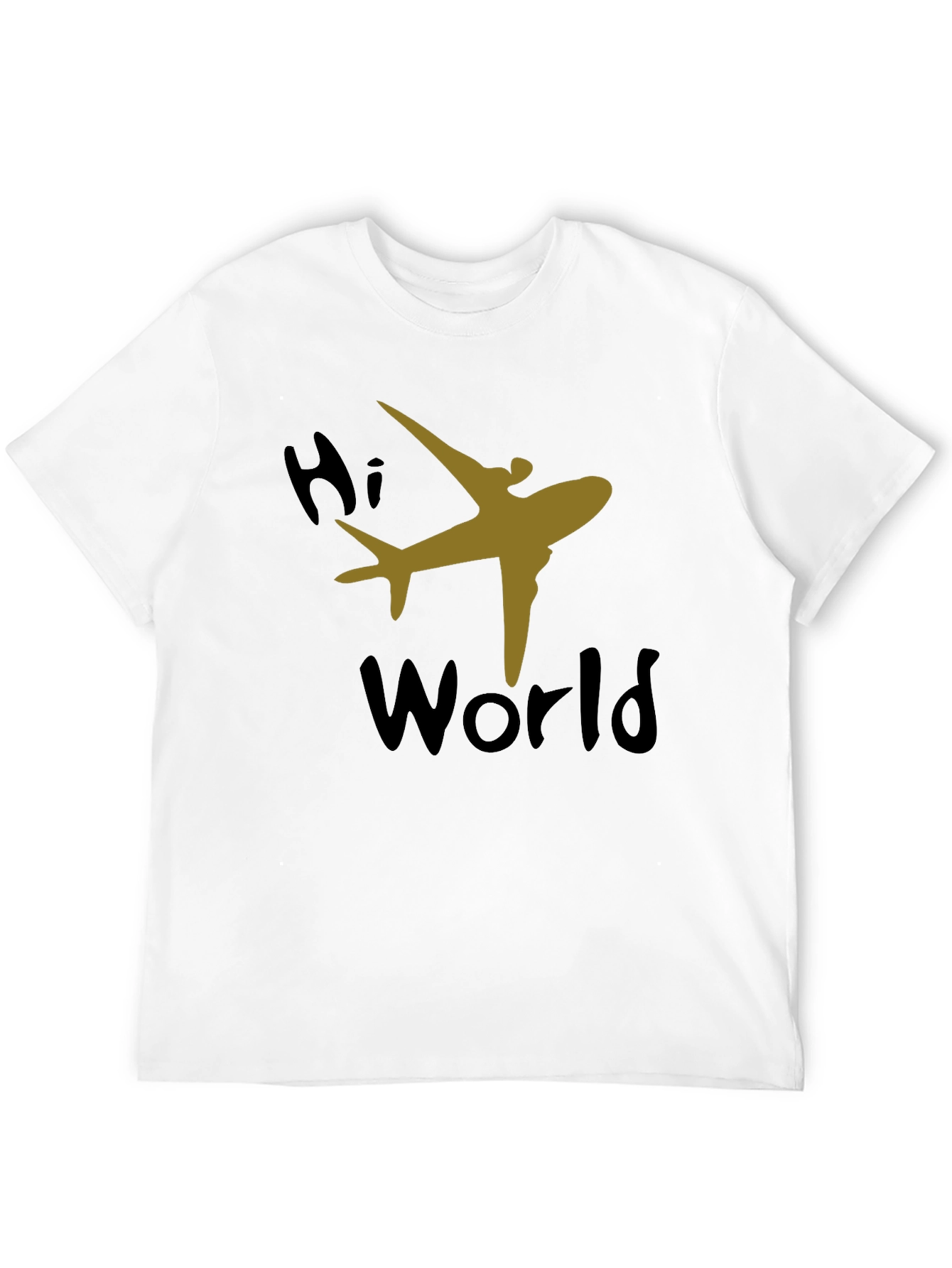 Hi World Airplane Graphic Tee - Black