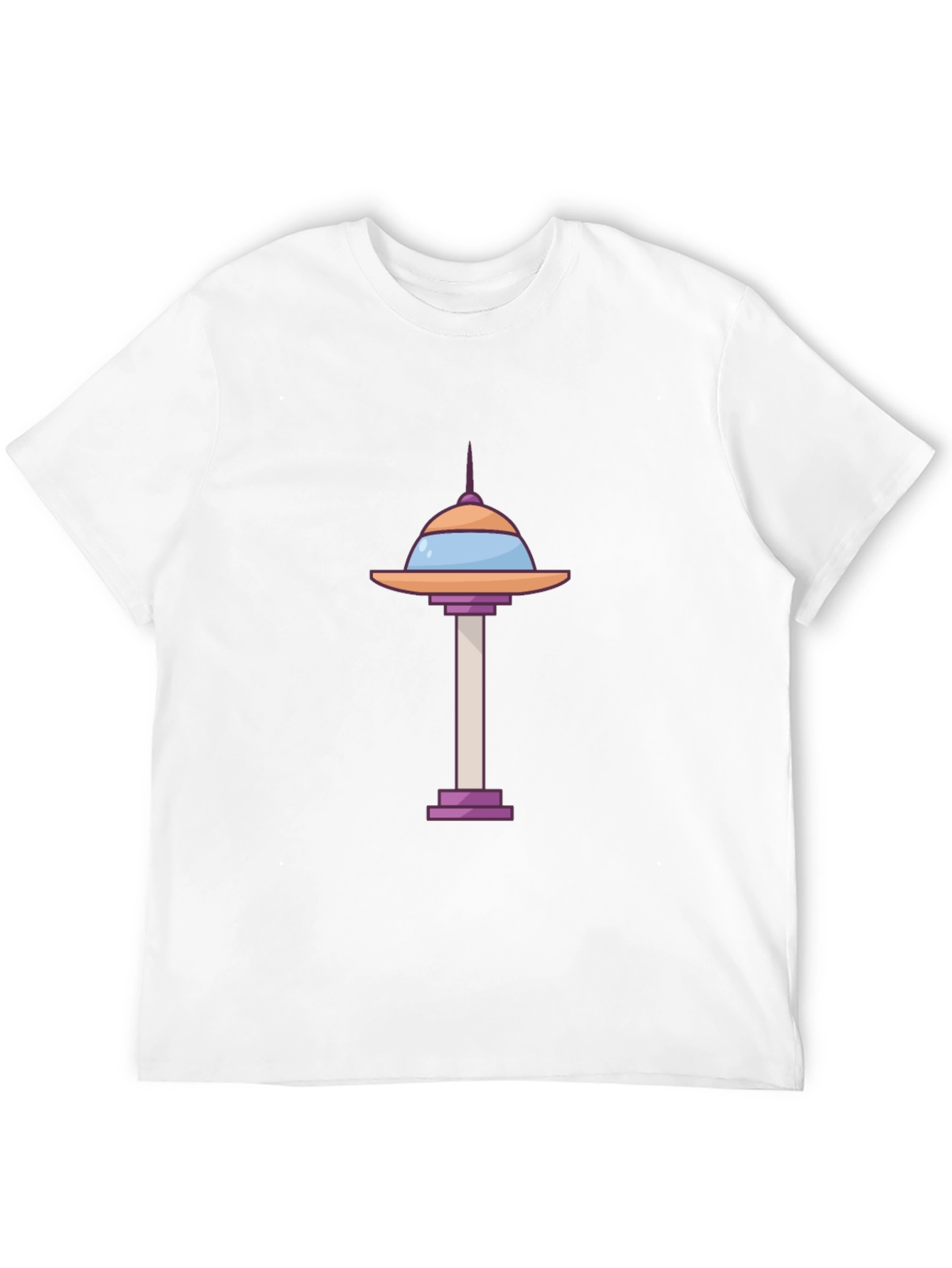 Cartoon Space Needle Black T-Shirt