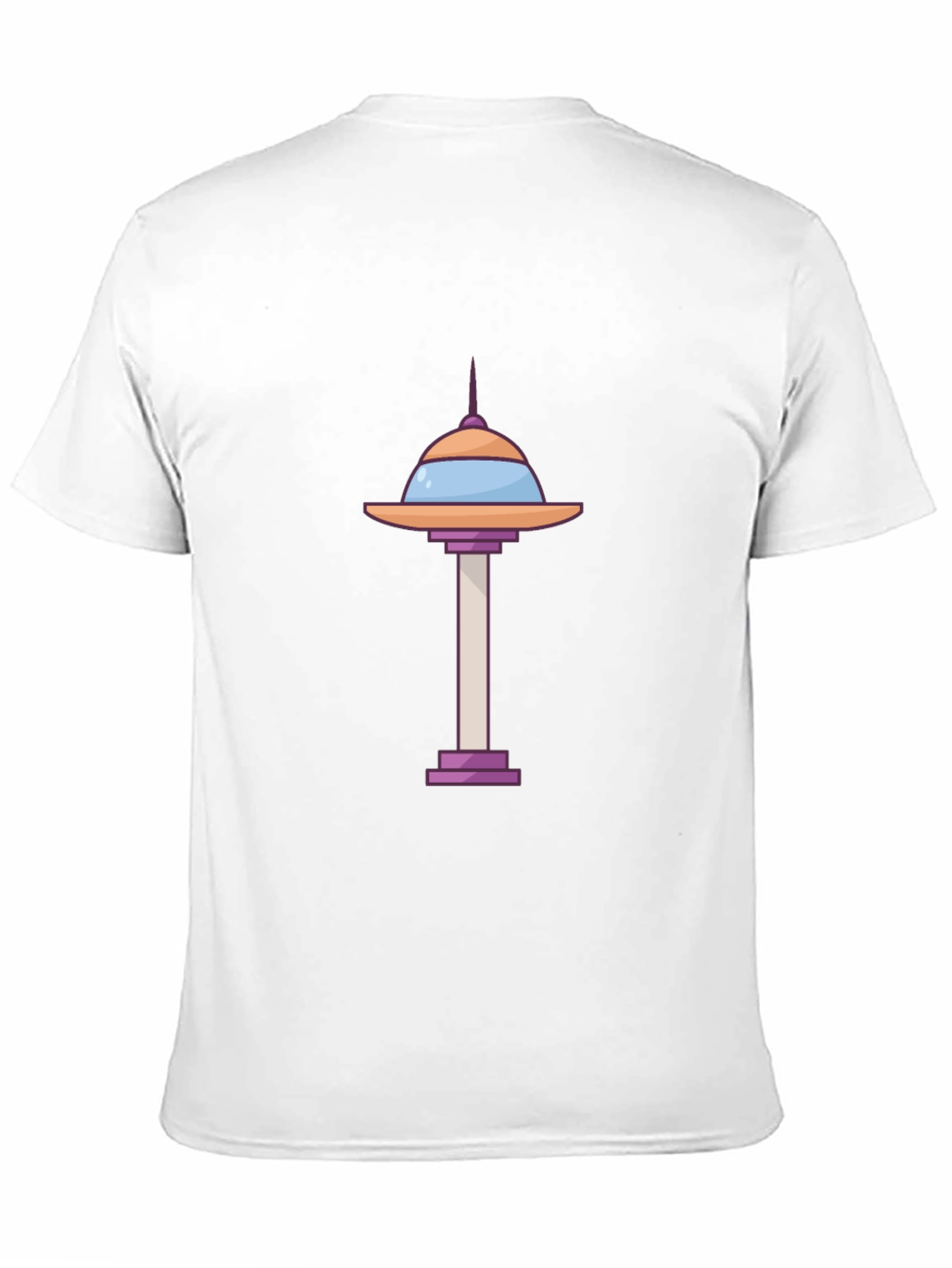 Cartoon Space Needle Black T-Shirt