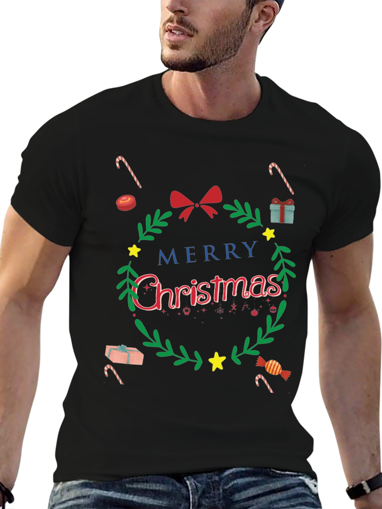 Festive Merry Christmas Graphic T-Shirt