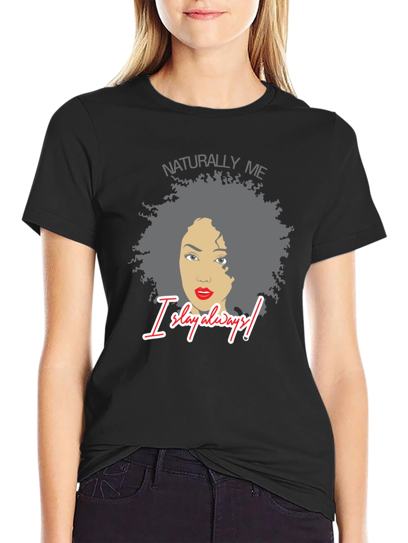 Naturally Me Graphic Tee - Black Cotton T-Shirt