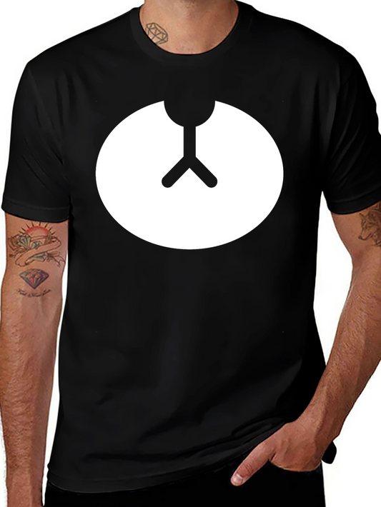 Minimalist Bear Symbol Black Crew Neck Tee
