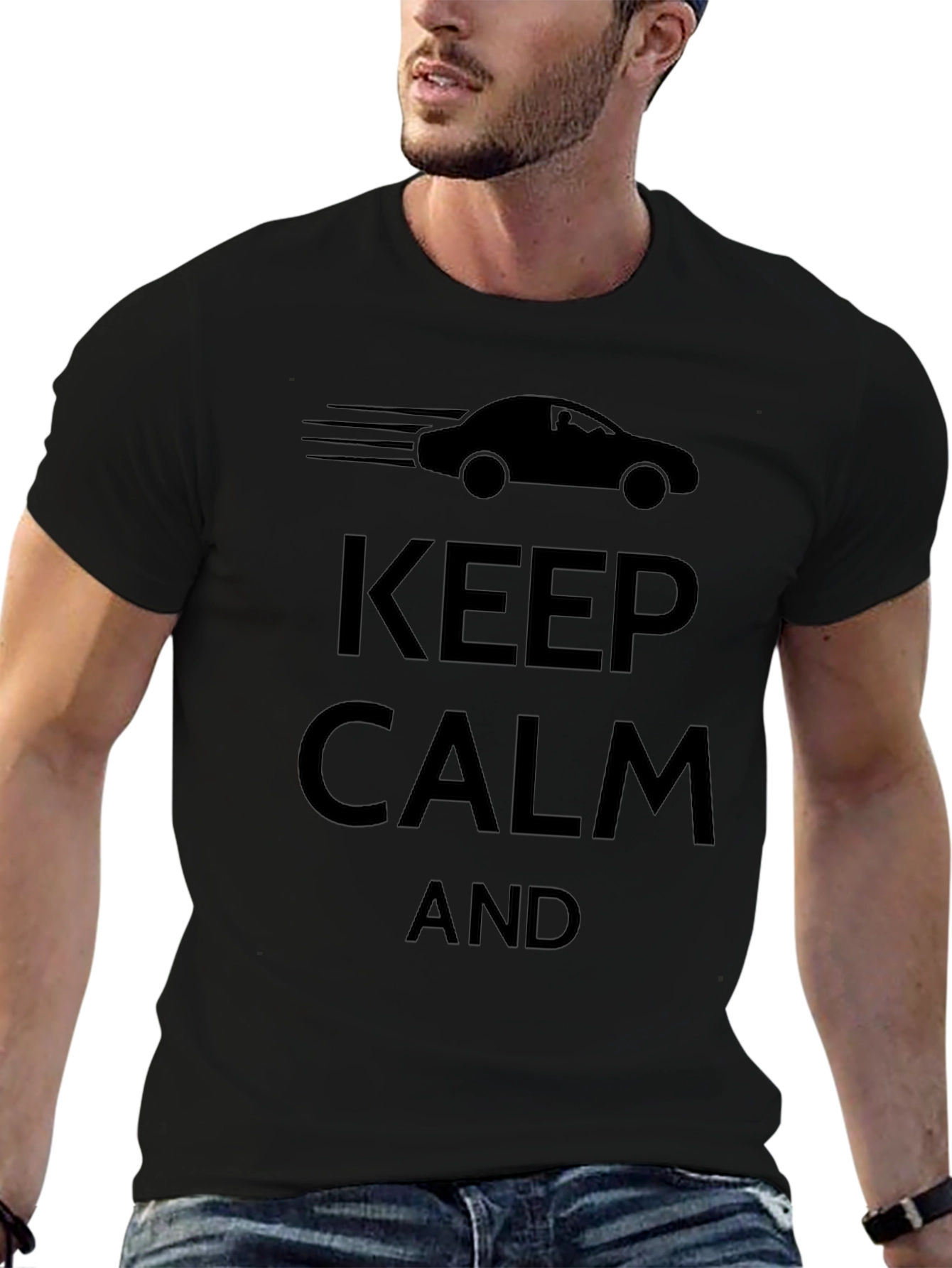 Keep Calm Car T-Shirt - Black