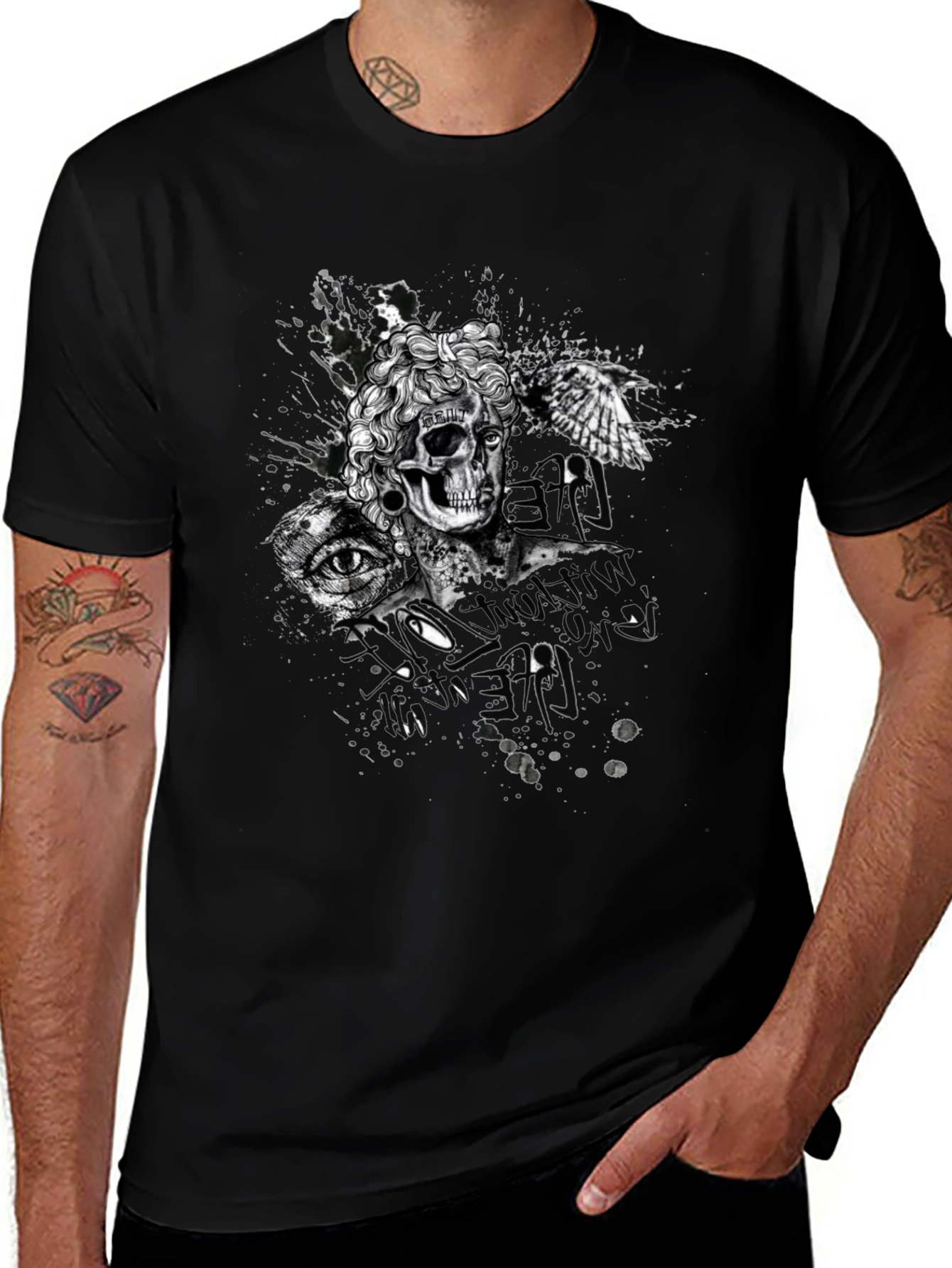 Skull & Eye Graphic Print T-Shirt