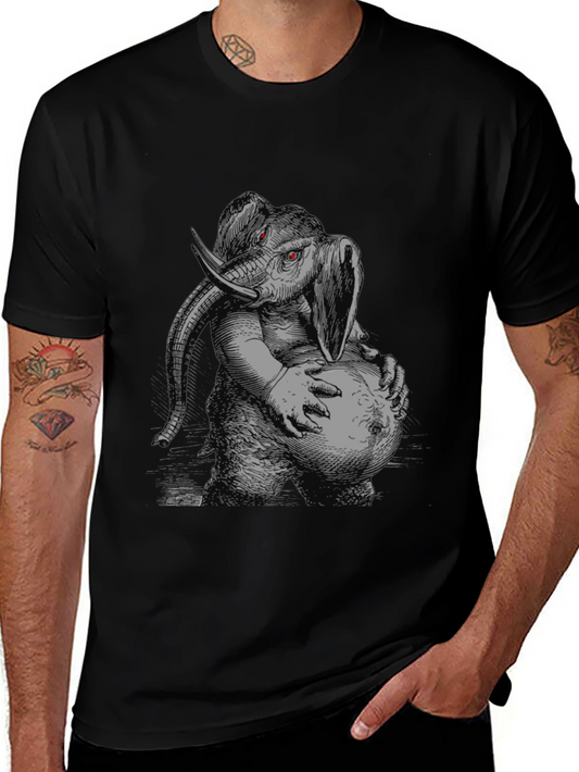 Elephant Creature Graphic Print Black T-Shirt