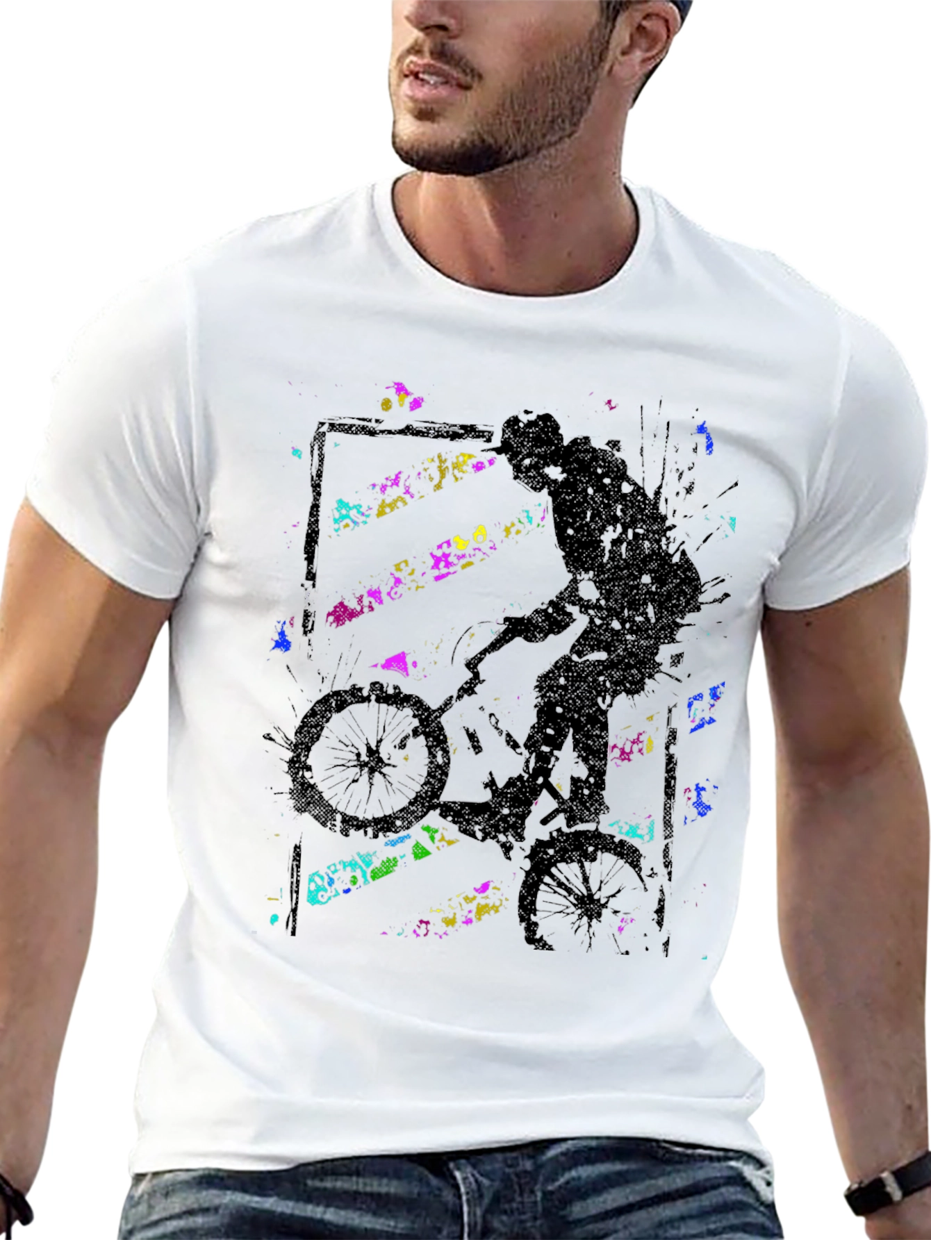 Abstract BMX Rider Black T-Shirt