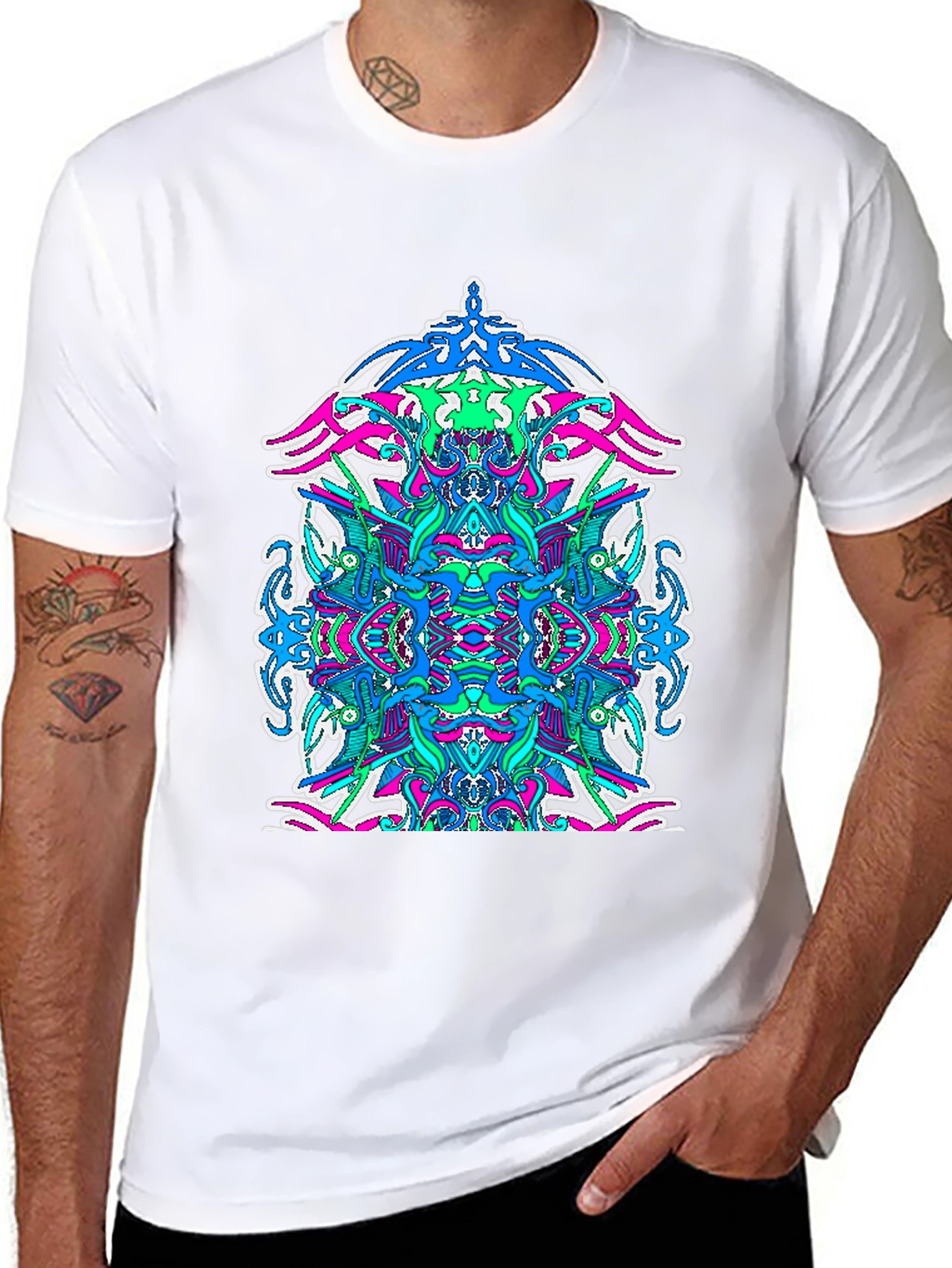 Psychedelic Art Graphic T-Shirt - Black