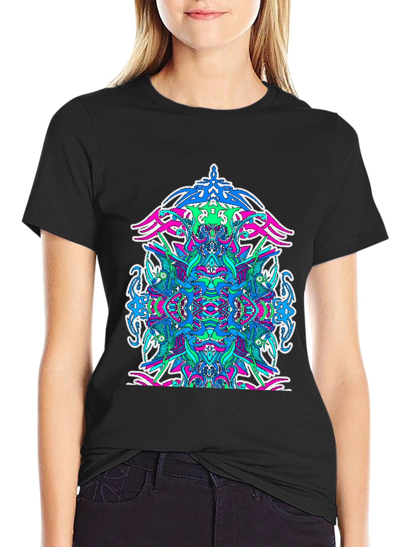 Psychedelic Art Graphic T-Shirt - Black