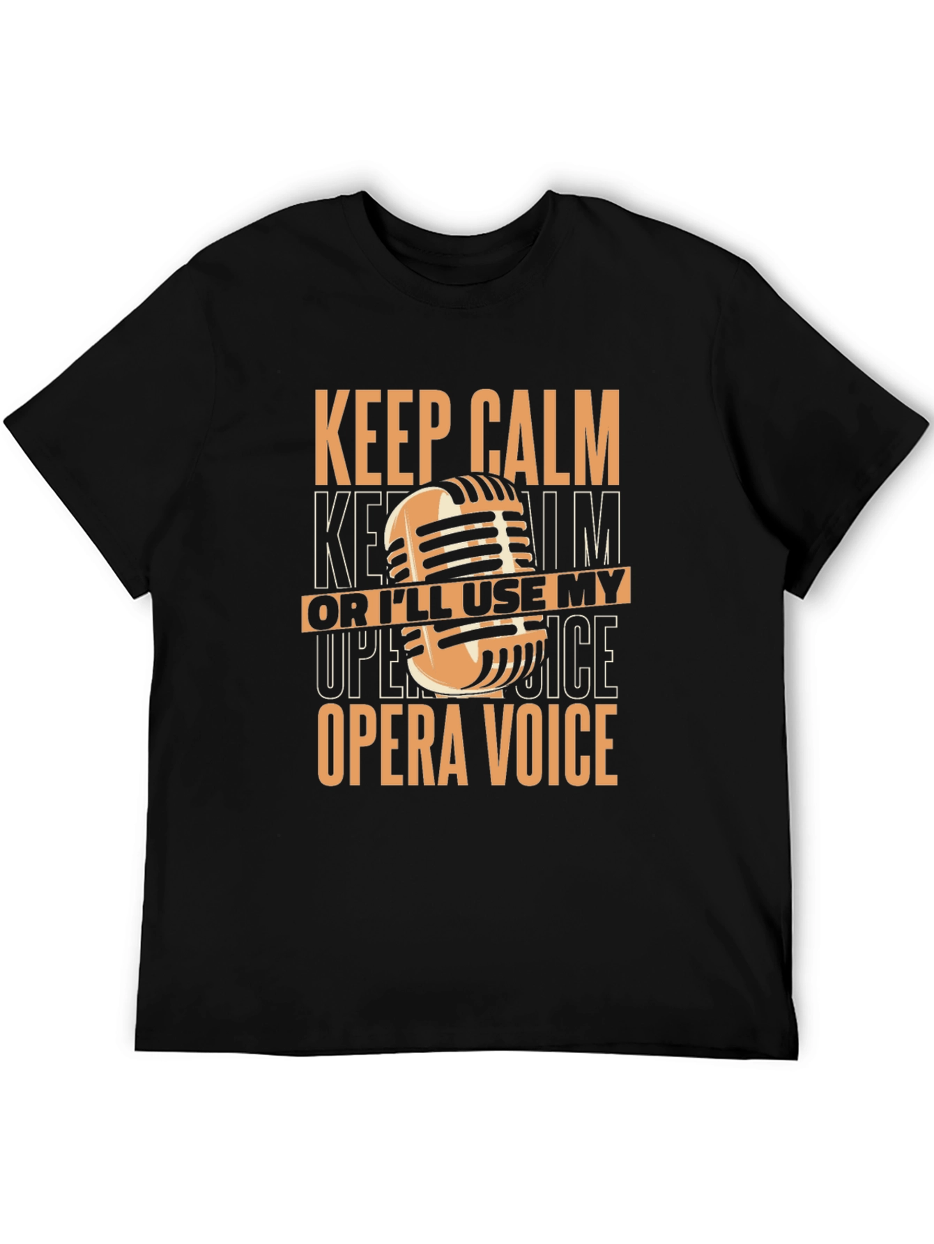 Keep Calm Opera Voice Black Graphic T-Shirt