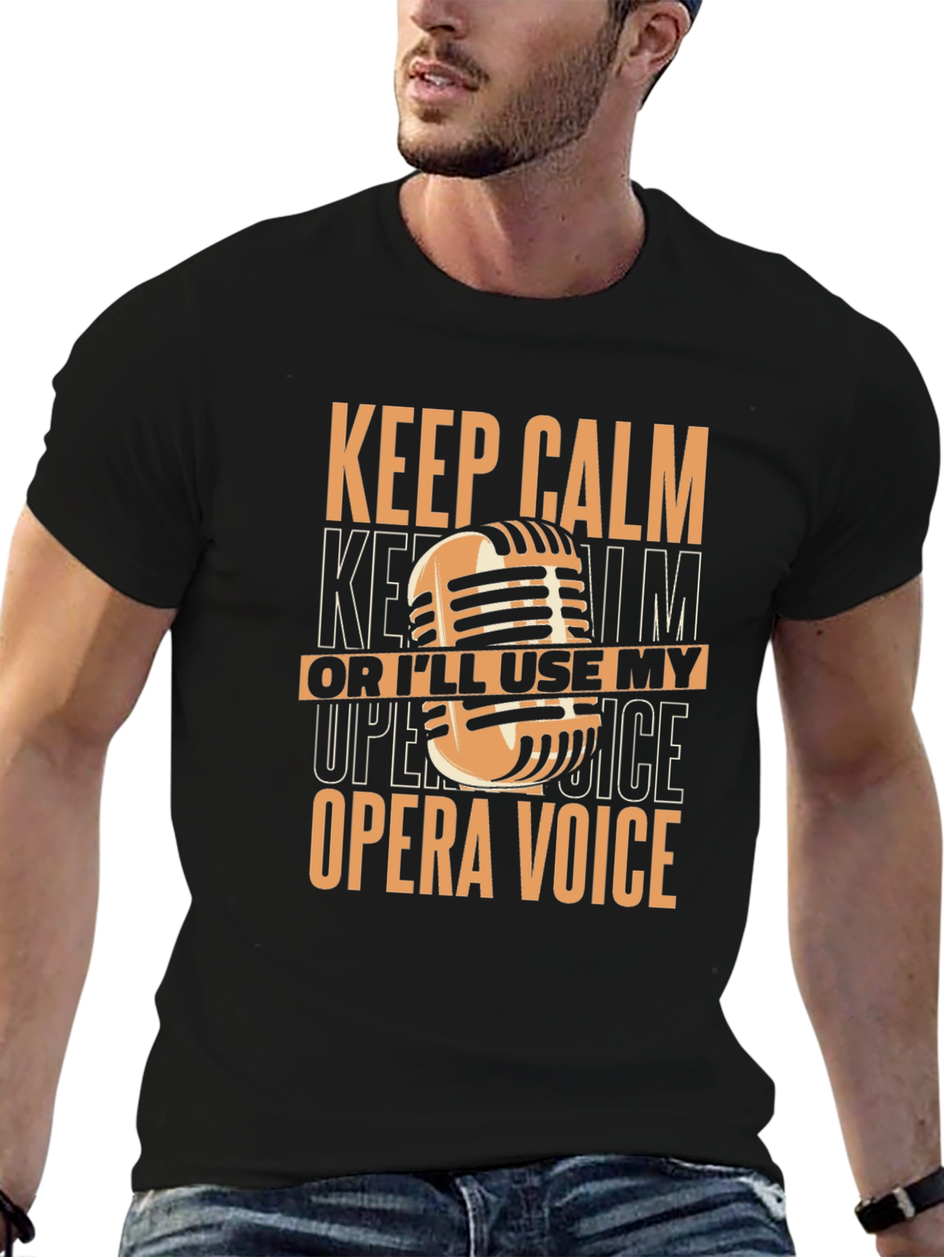 Keep Calm Opera Voice Black Graphic T-Shirt