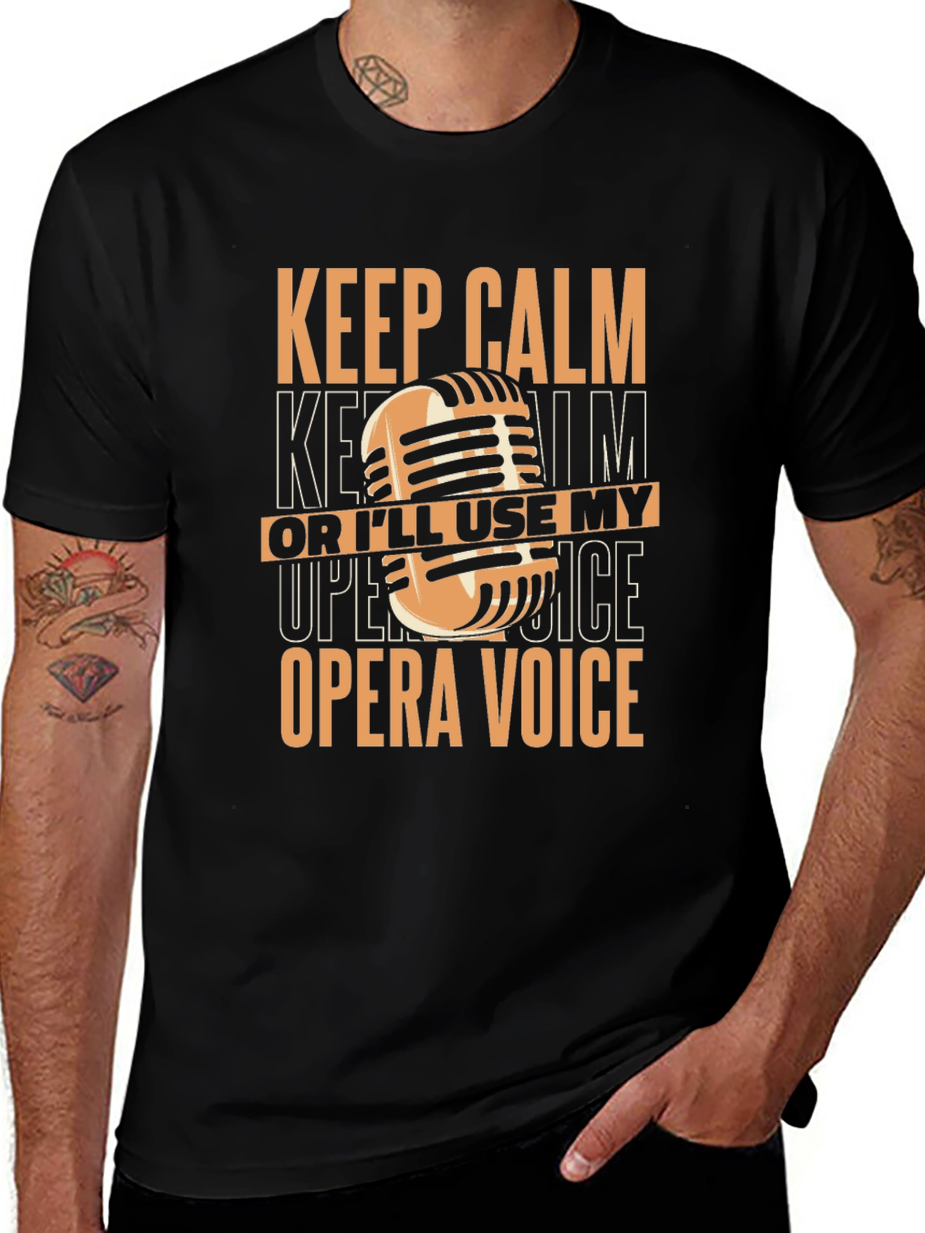 Keep Calm Opera Voice Black Graphic T-Shirt