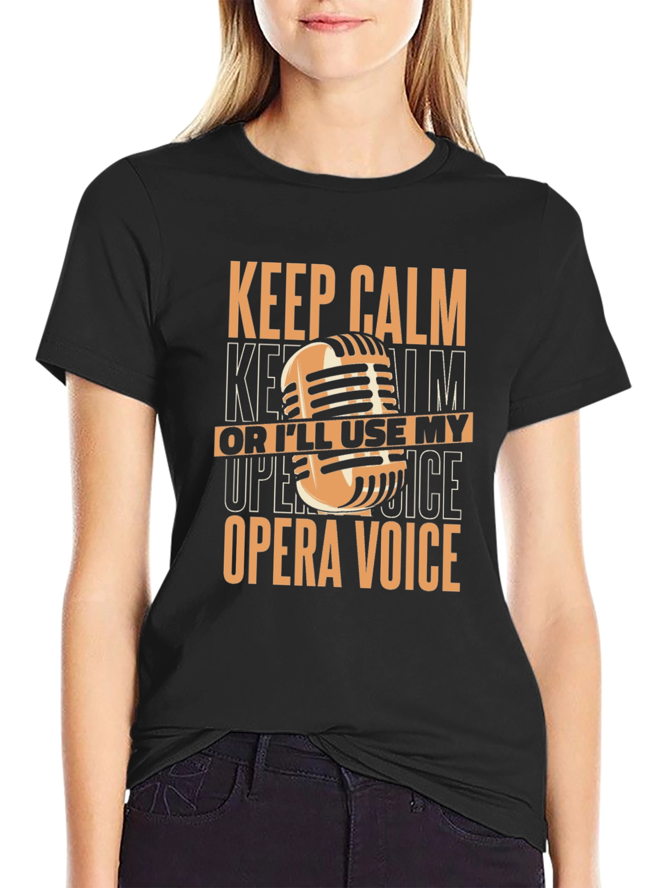 Keep Calm Opera Voice Black Graphic T-Shirt