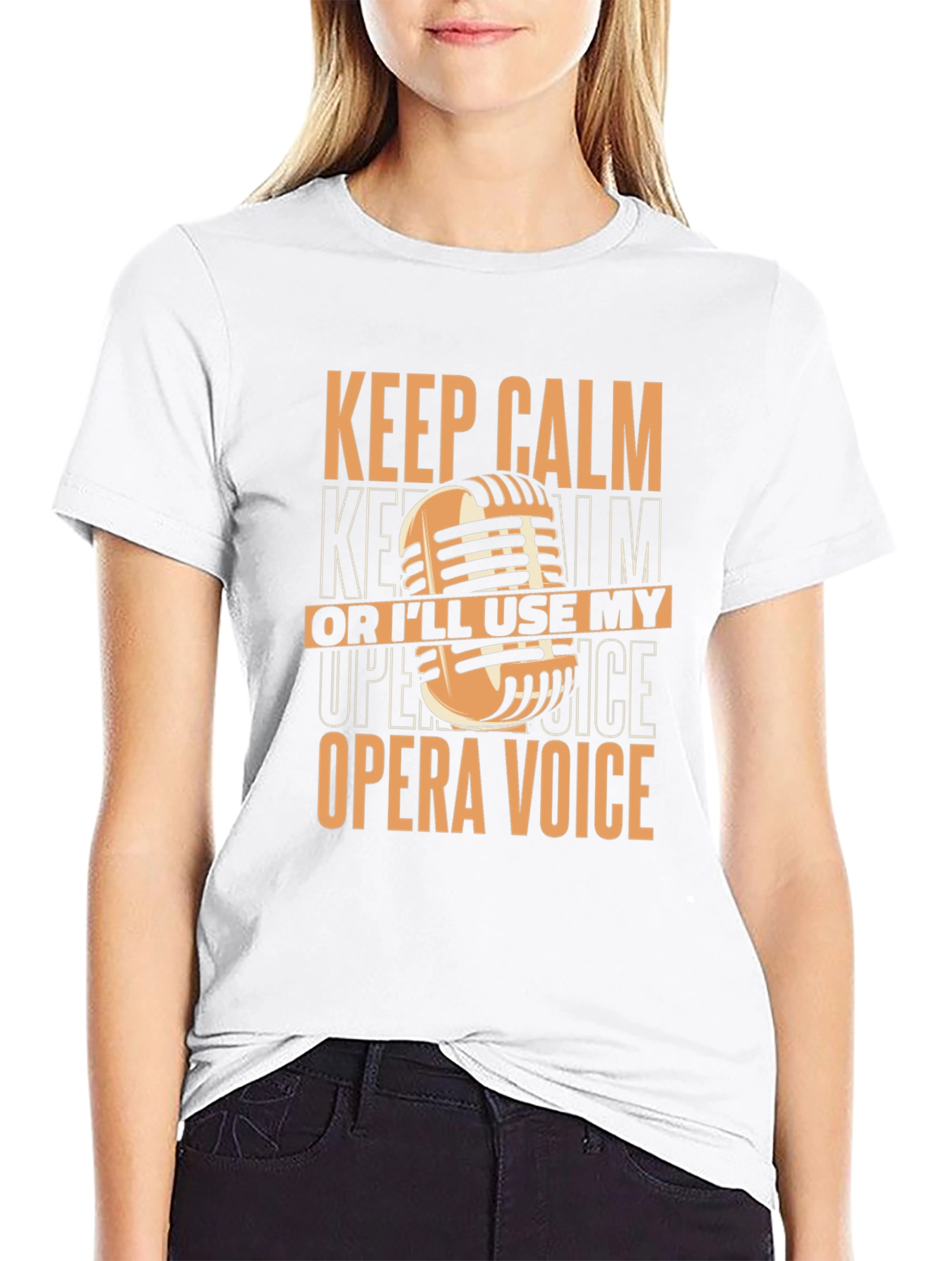 Keep Calm Opera Voice Black Graphic T-Shirt