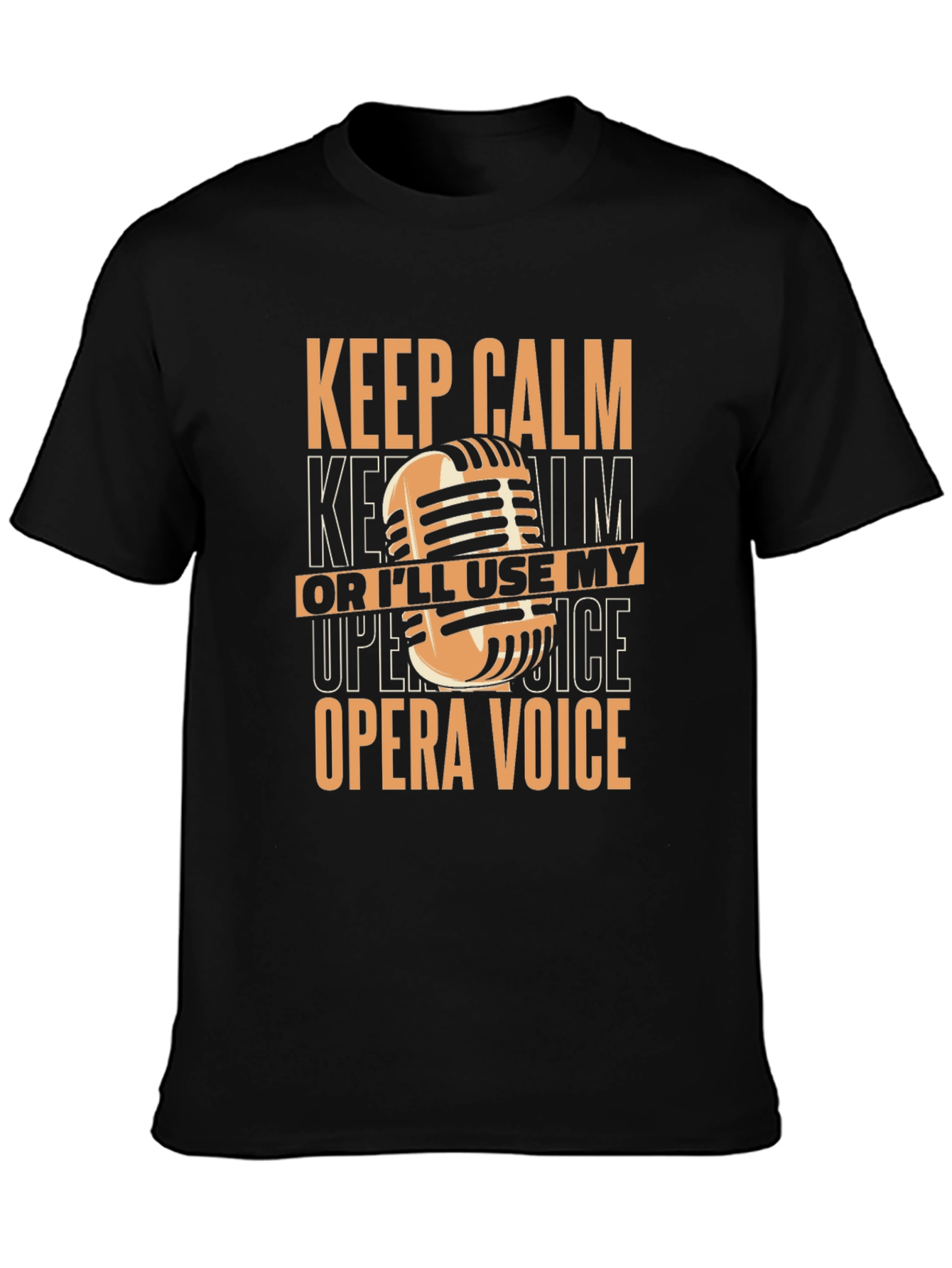 Keep Calm Opera Voice Black Graphic T-Shirt