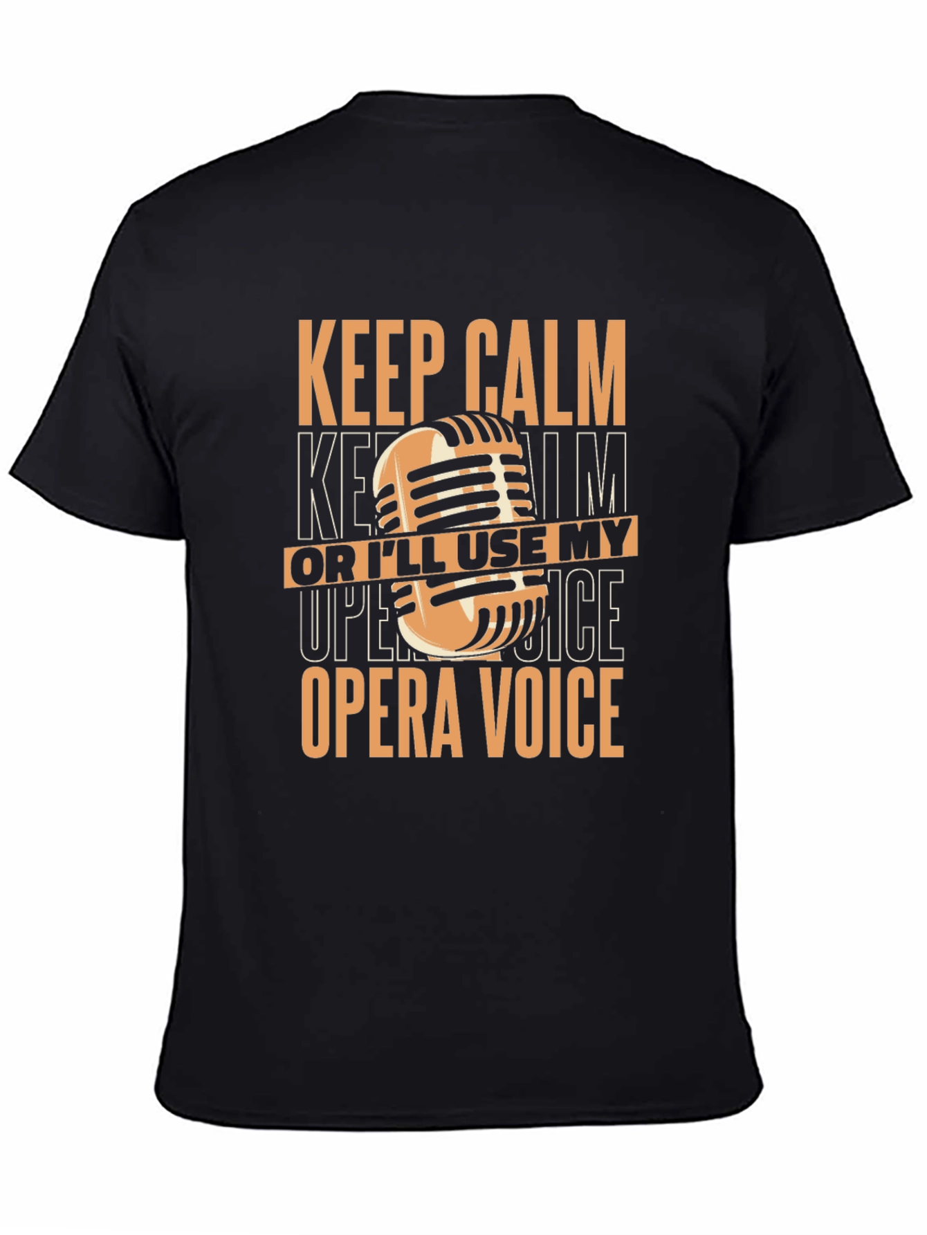 Keep Calm Opera Voice Black Graphic T-Shirt