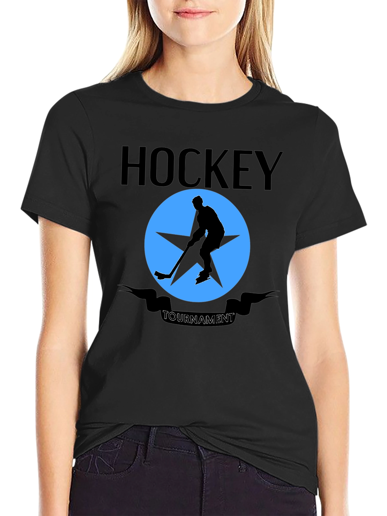 Hockey Tournament Graphic T-Shirt - Stylish Black Tee