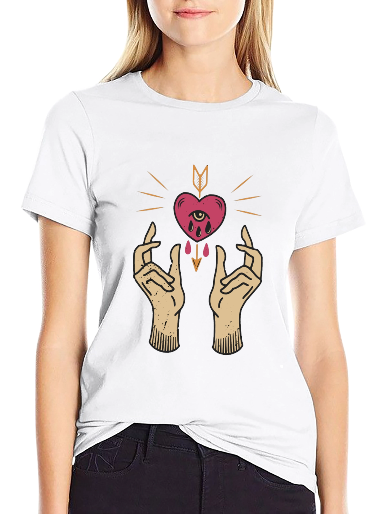 Heart Eye Arrow T-Shirt - Mens Black Graphic Tee