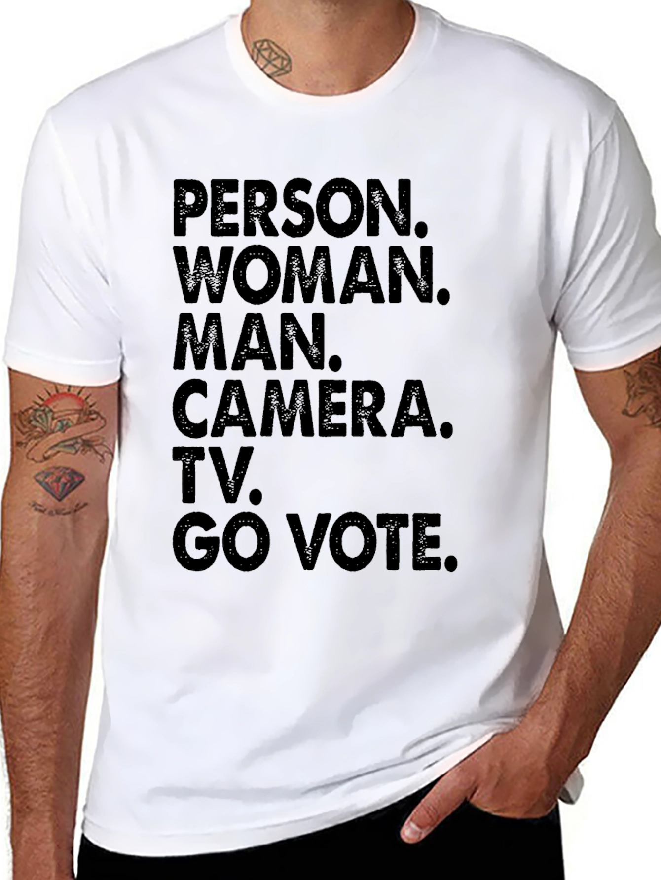 Person Woman Man Camera TV Go Vote T-Shirt