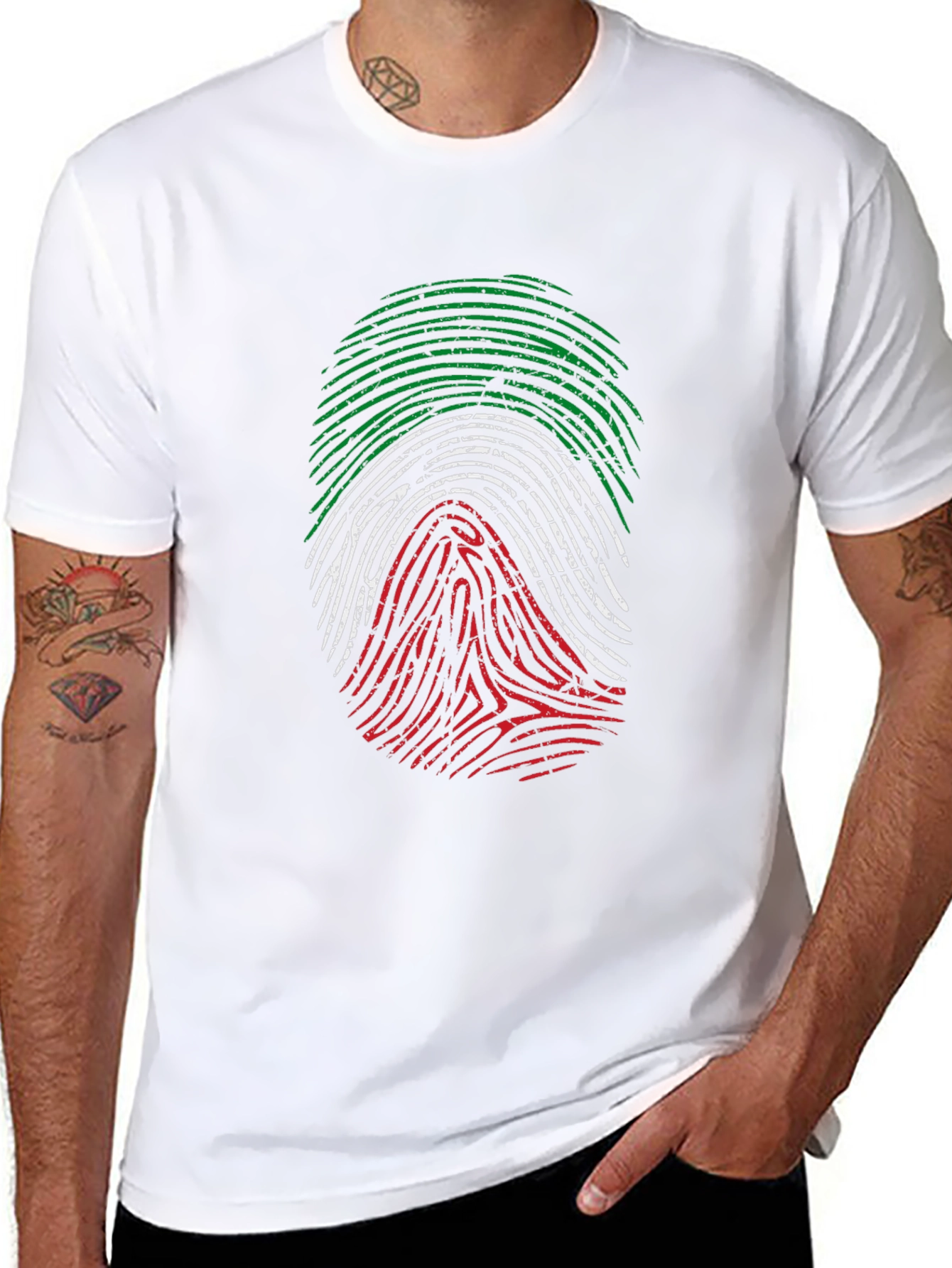 Italian Flag Fingerprint Graphic T-Shirt