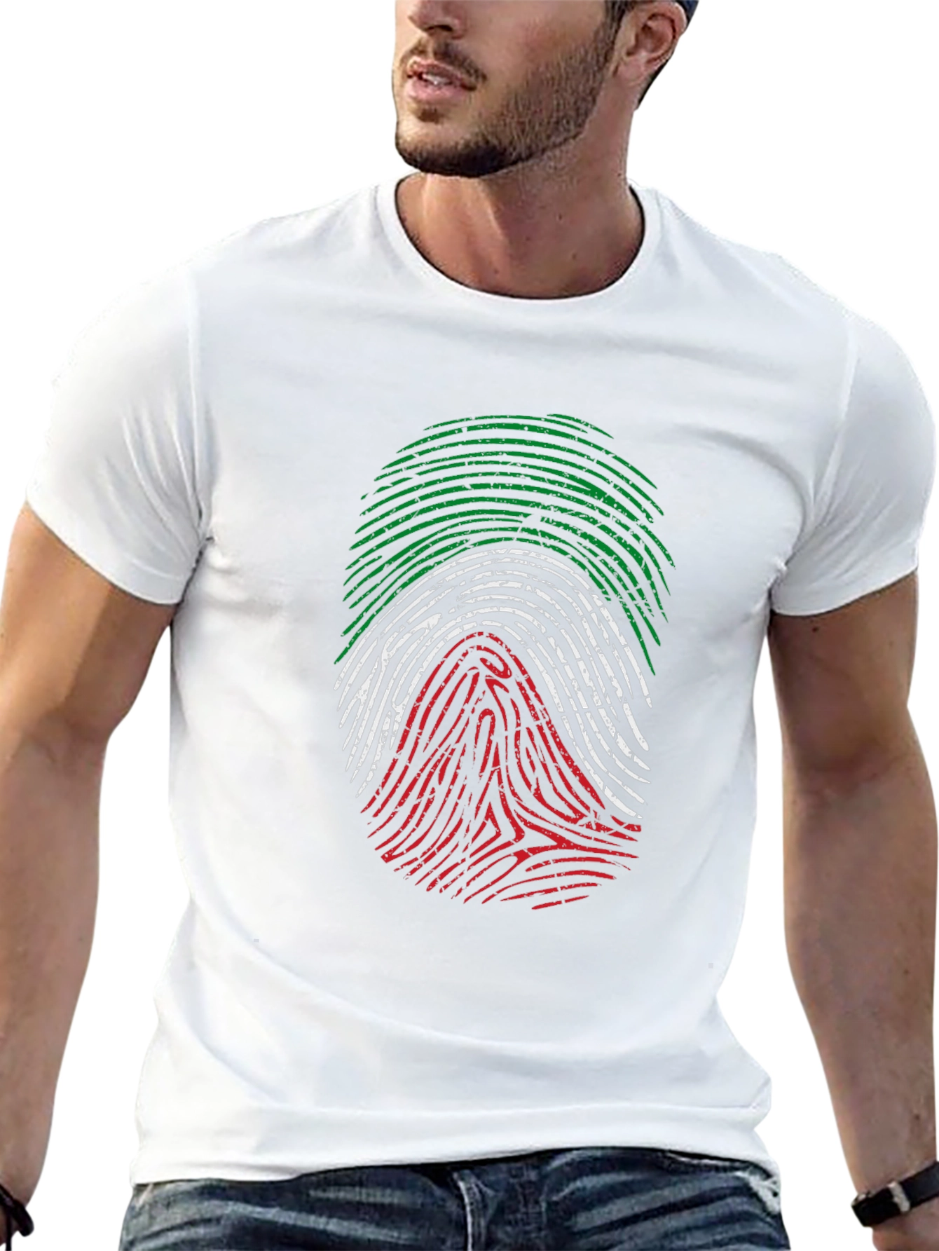 Italian Flag Fingerprint Graphic T-Shirt