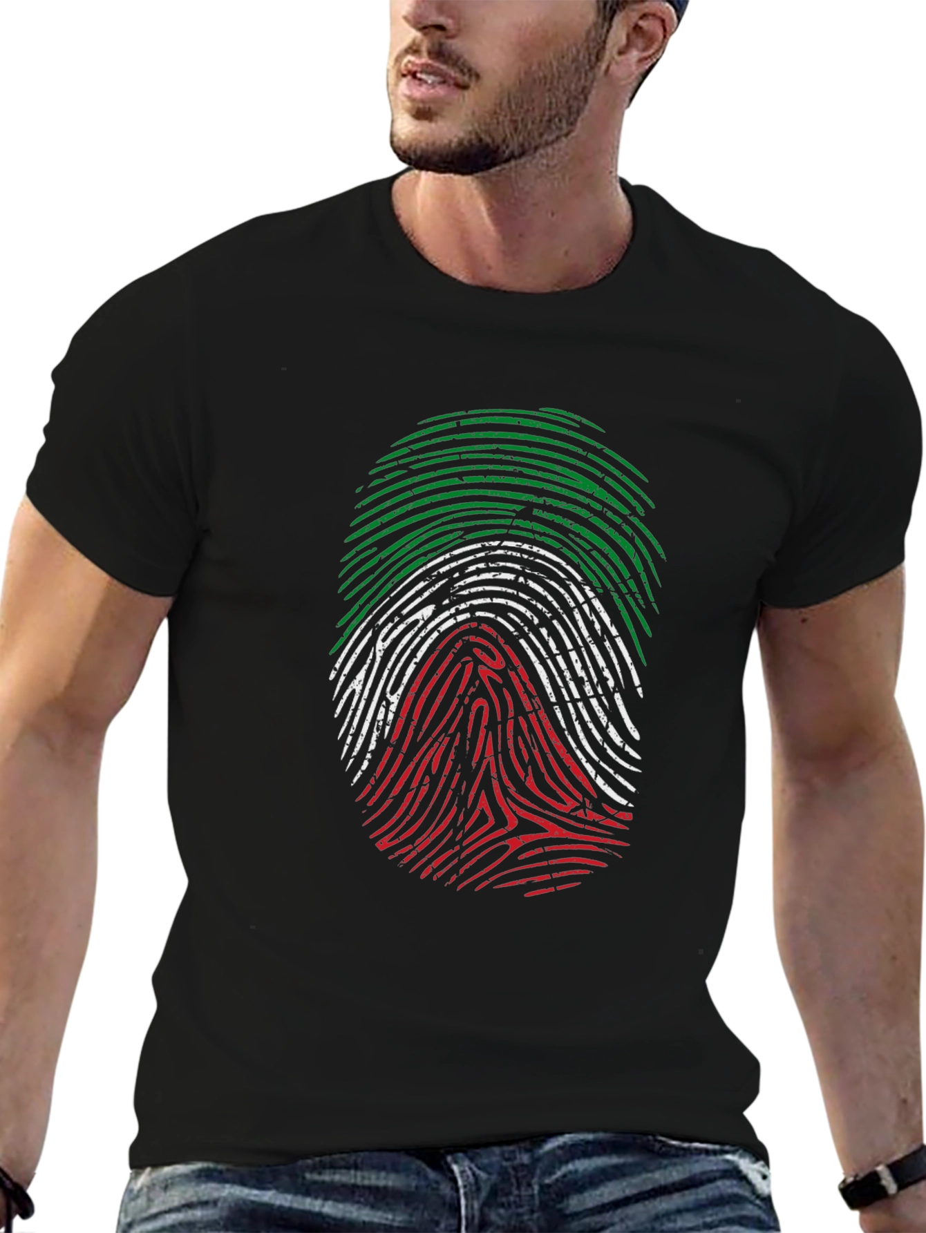 Italian Flag Fingerprint Graphic T-Shirt