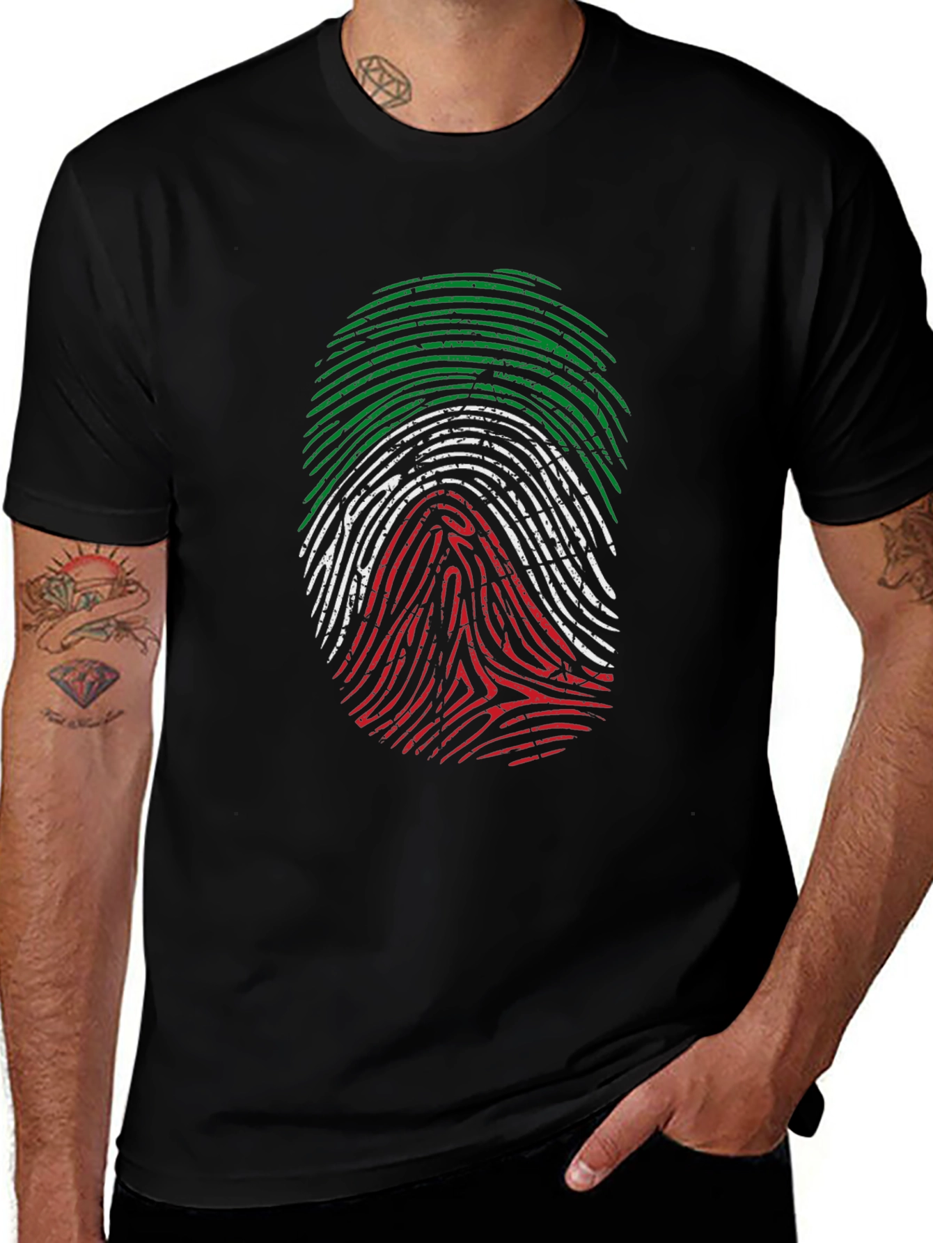 Italian Flag Fingerprint Graphic T-Shirt