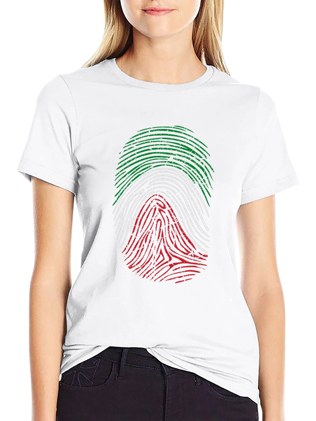 Italian Flag Fingerprint Graphic T-Shirt
