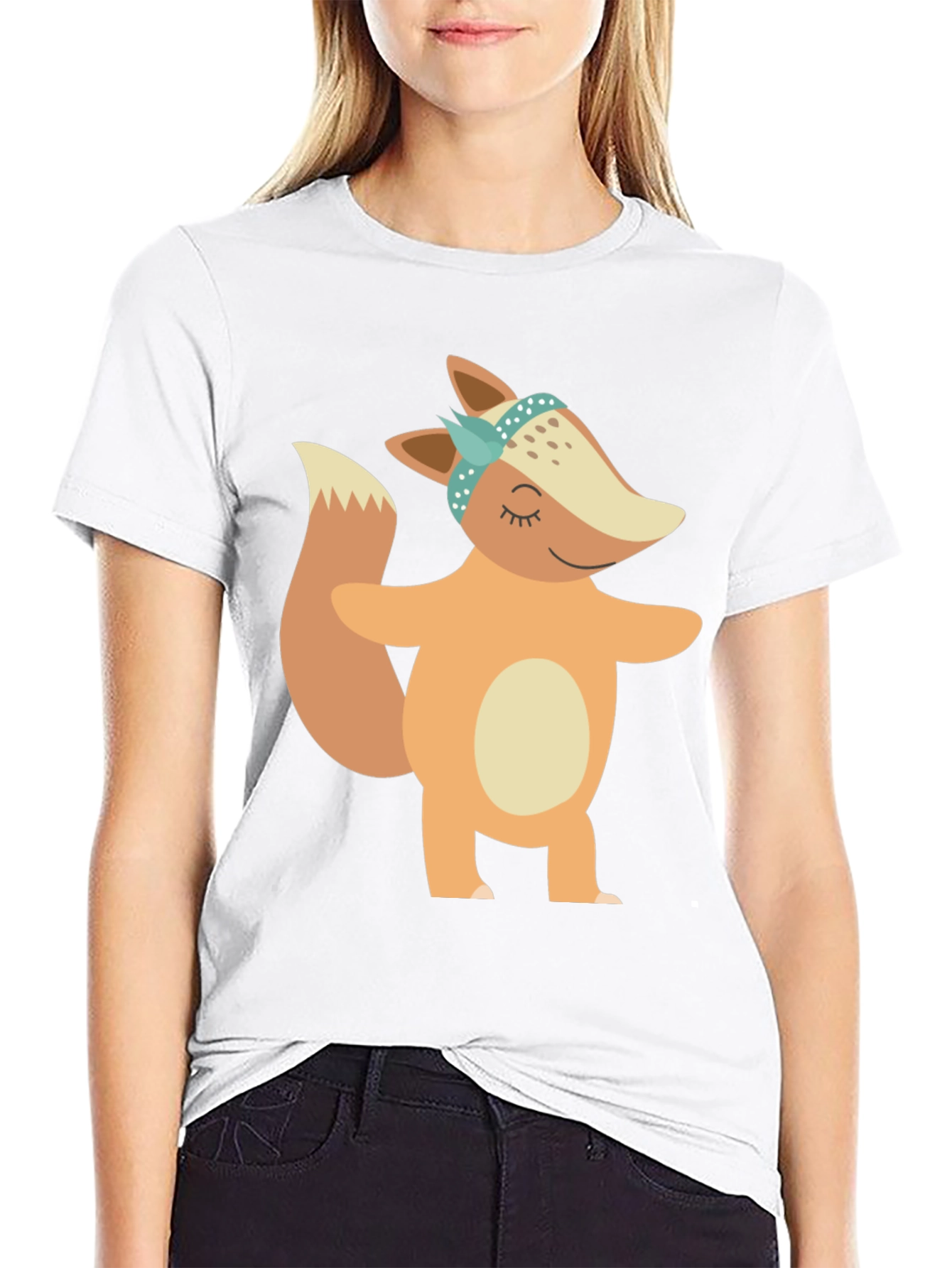 Cute Fox Graphic Tee - Soft Black T-Shirt