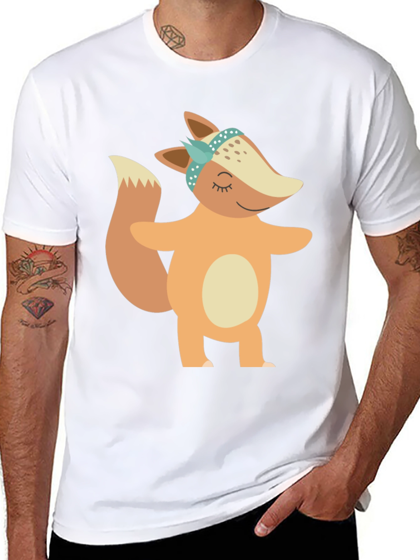 Cute Fox Graphic Tee - Soft Black T-Shirt