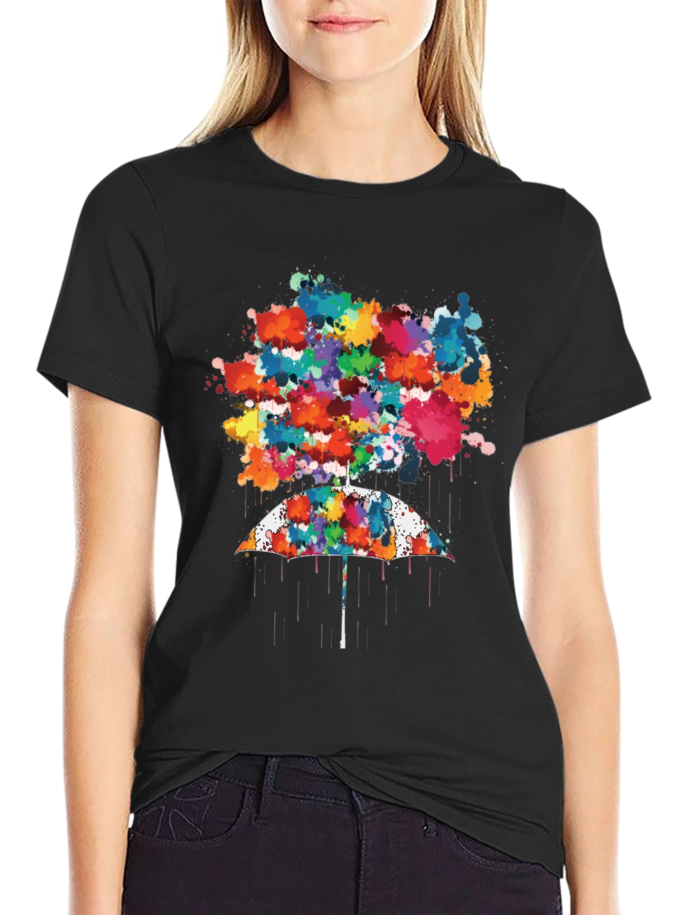 Abstract Umbrella Graphic Tee - Mens Black T-Shirt