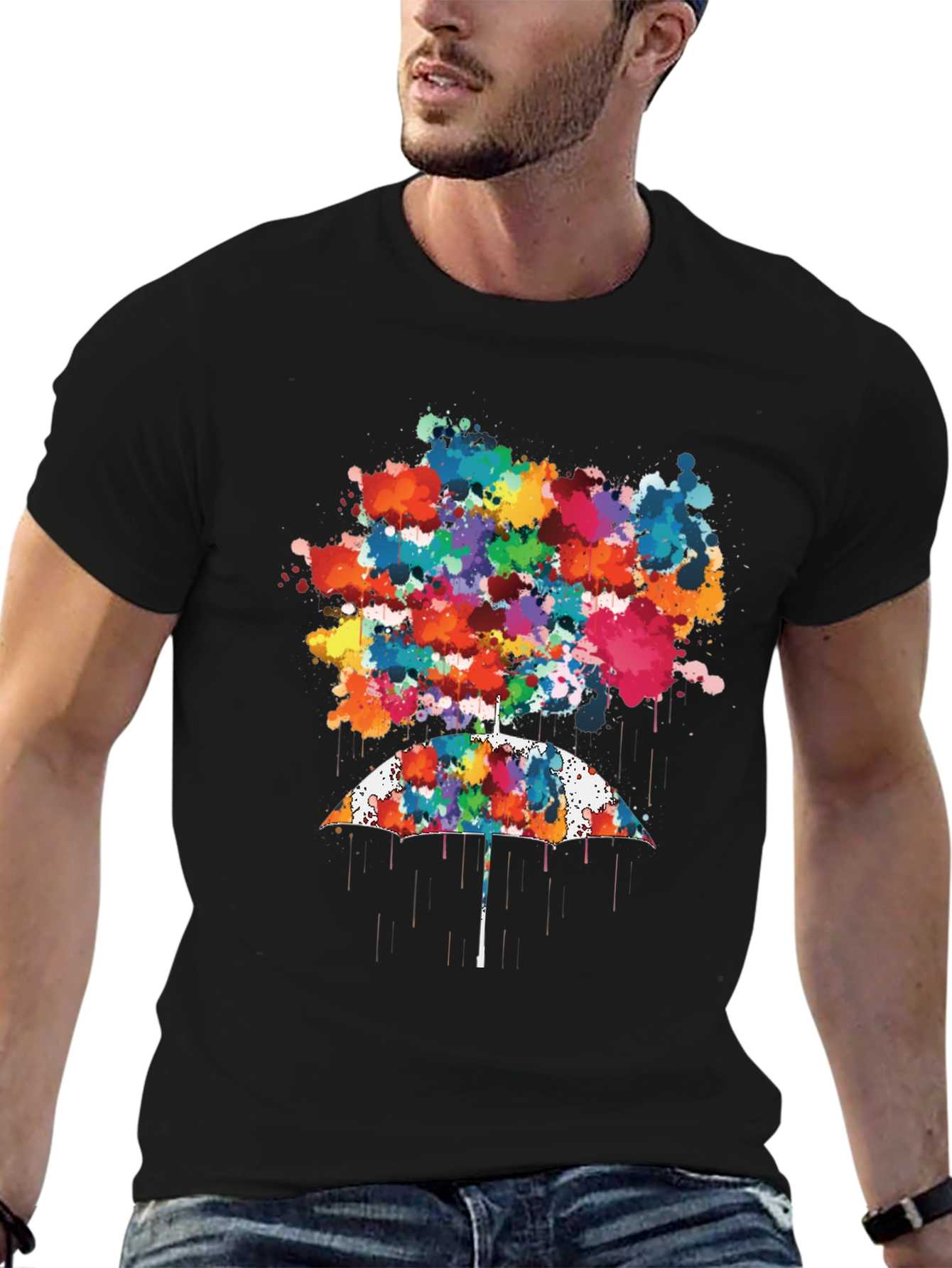 Abstract Umbrella Graphic Tee - Mens Black T-Shirt