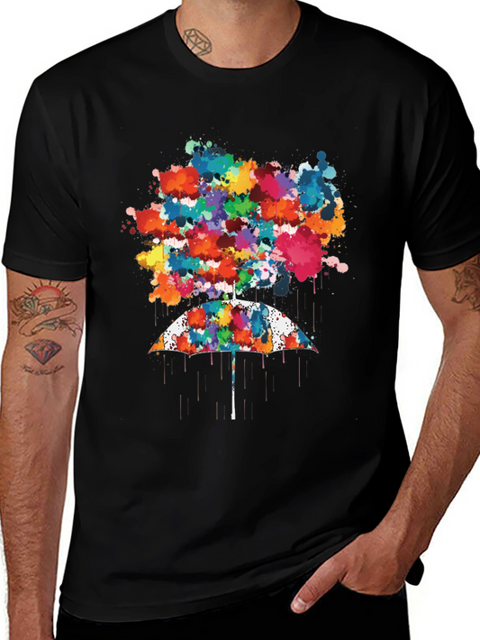 Abstract Umbrella Graphic Tee - Mens Black T-Shirt