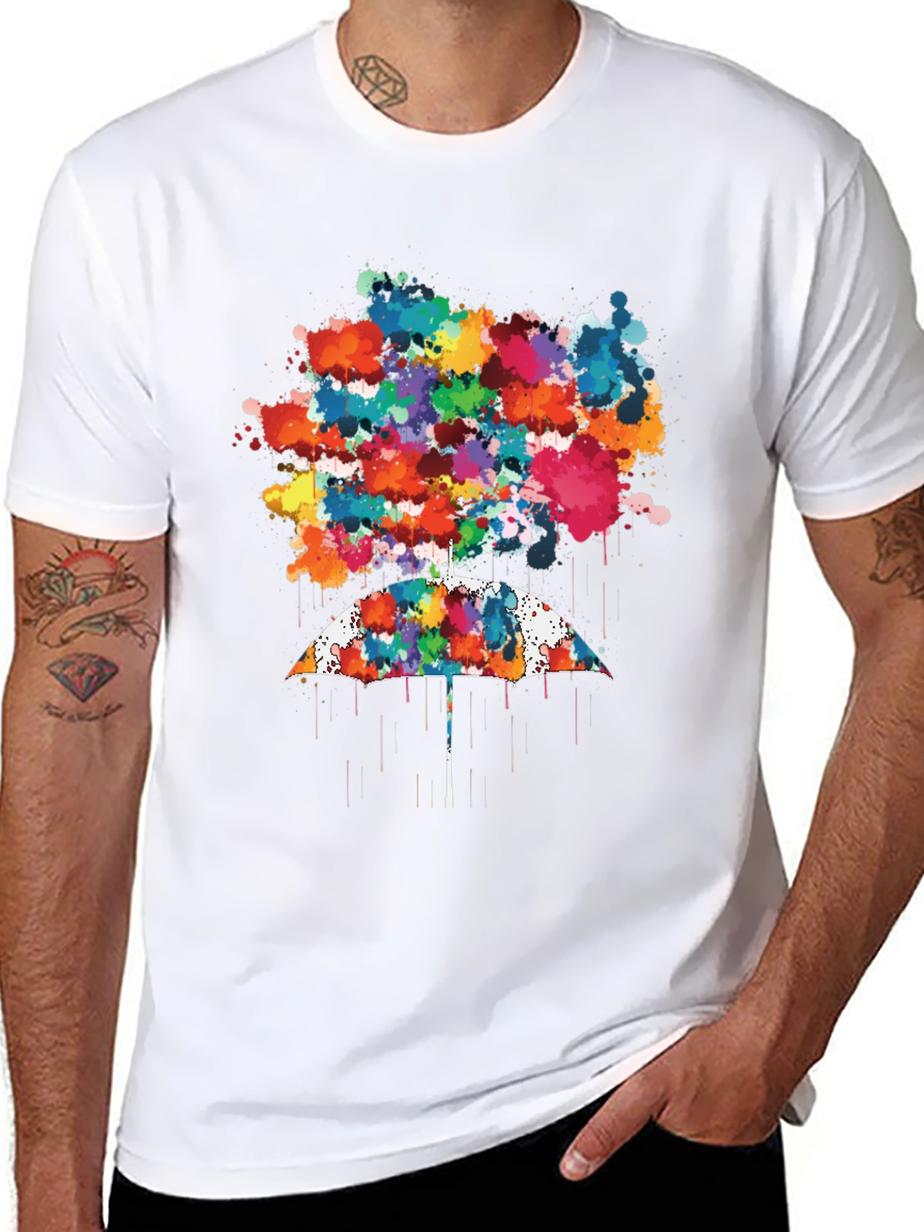 Abstract Umbrella Graphic Tee - Mens Black T-Shirt