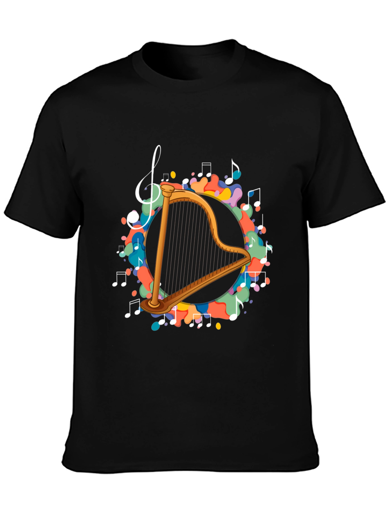 Musical Harp T-Shirt - Black Cotton Tee