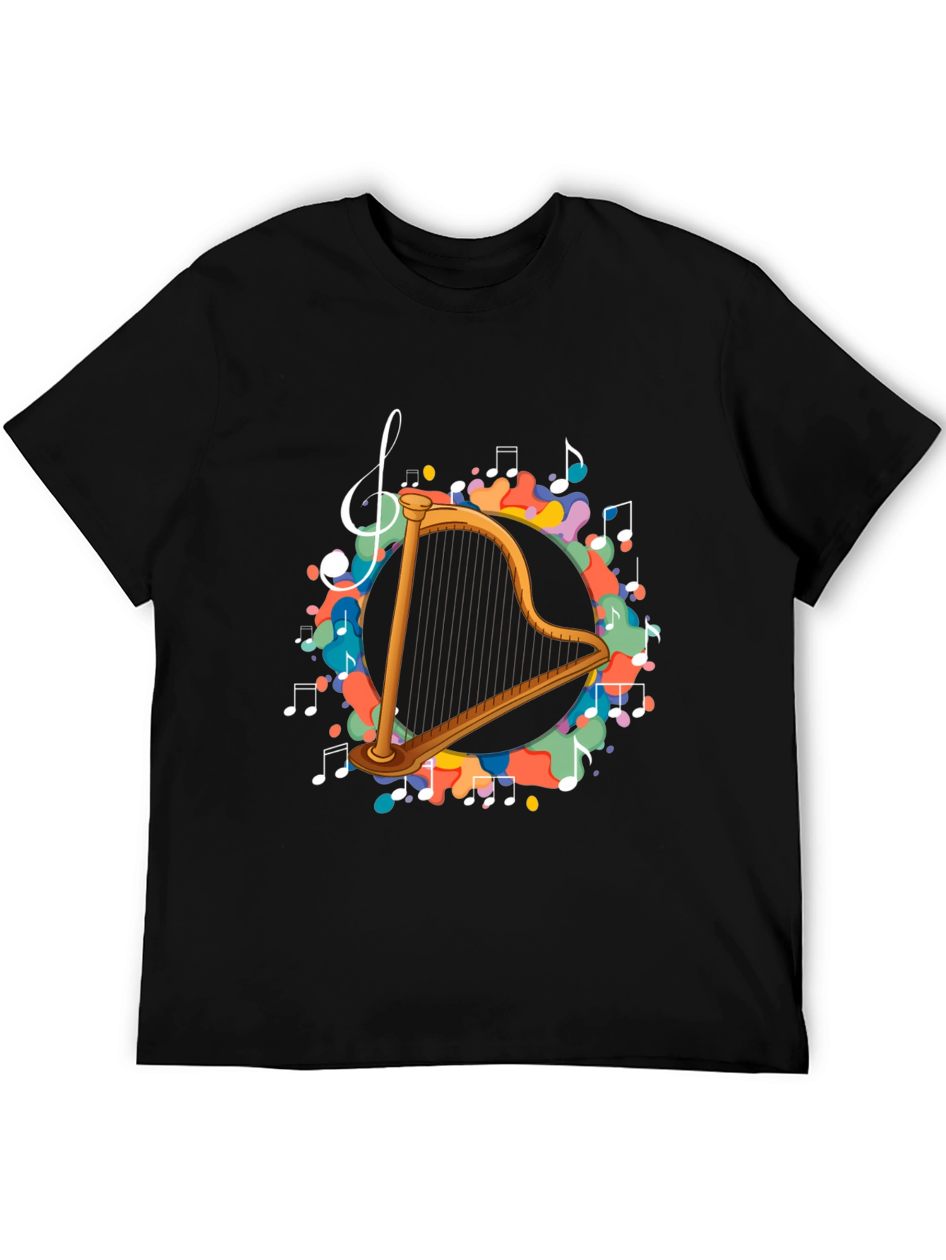 Musical Harp T-Shirt - Black Cotton Tee