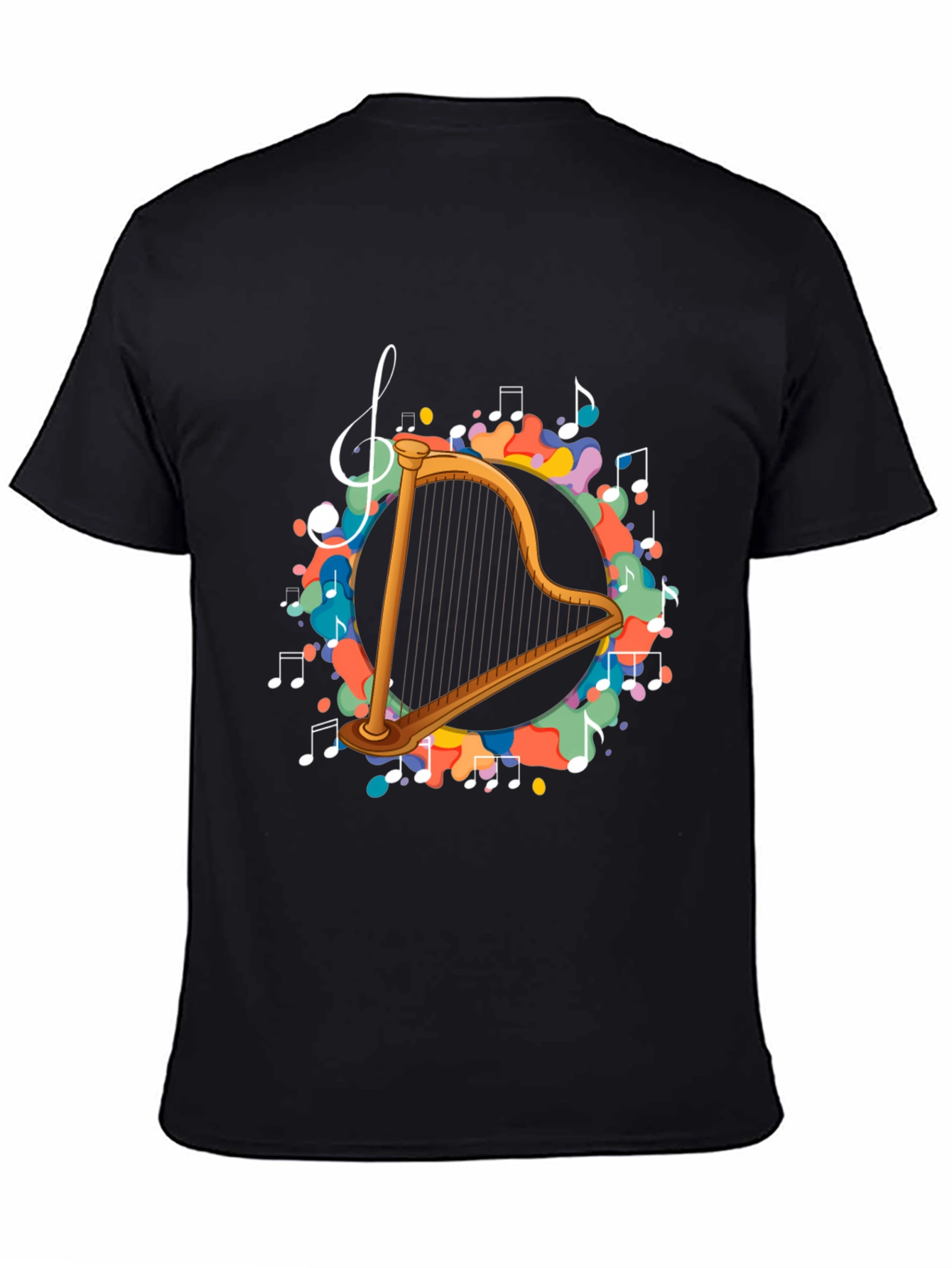 Musical Harp T-Shirt - Black Cotton Tee