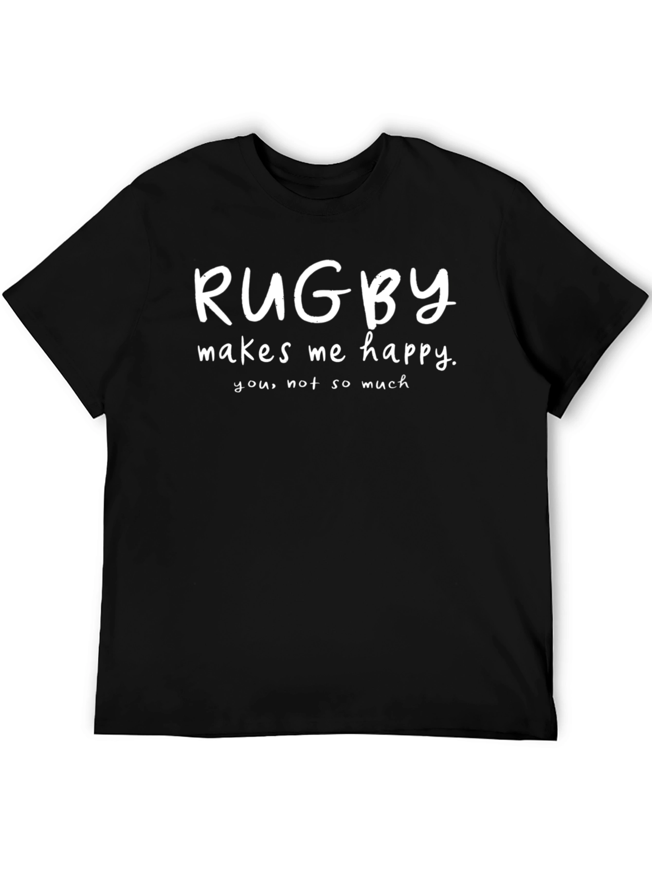 Rugby Makes Me Happy Black T-Shirt