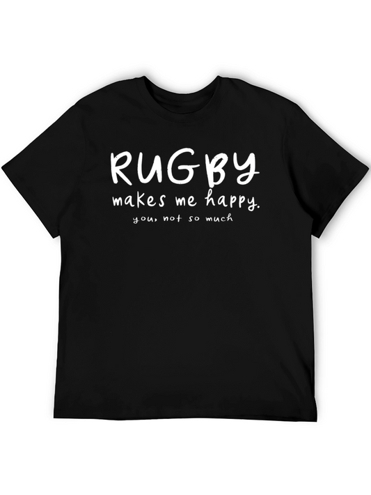 Rugby Makes Me Happy Black T-Shirt