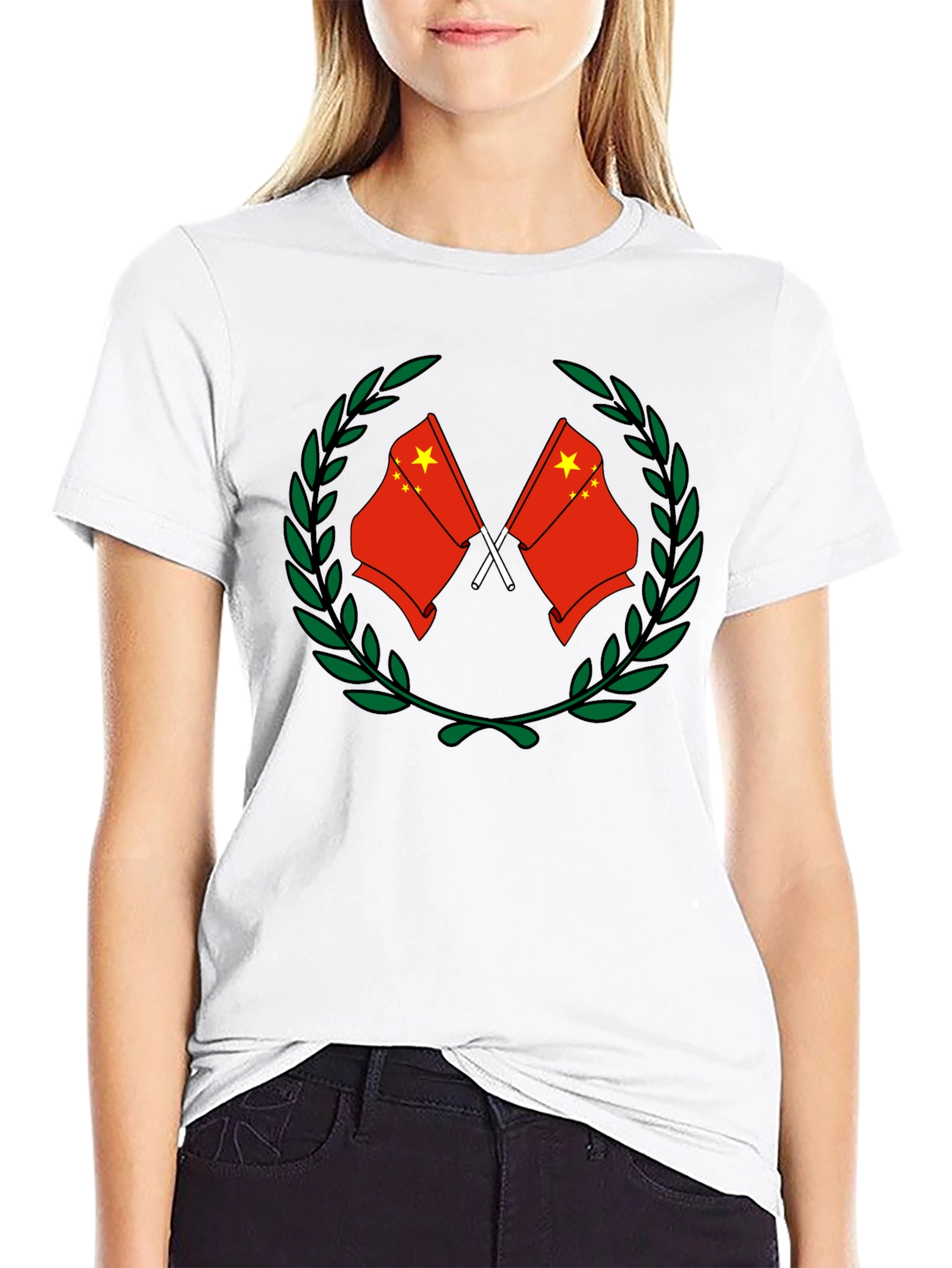China Flag Wreath Graphic Tee - Black