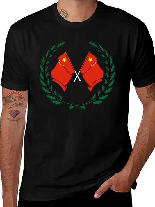 China Flag Wreath Graphic Tee - Black