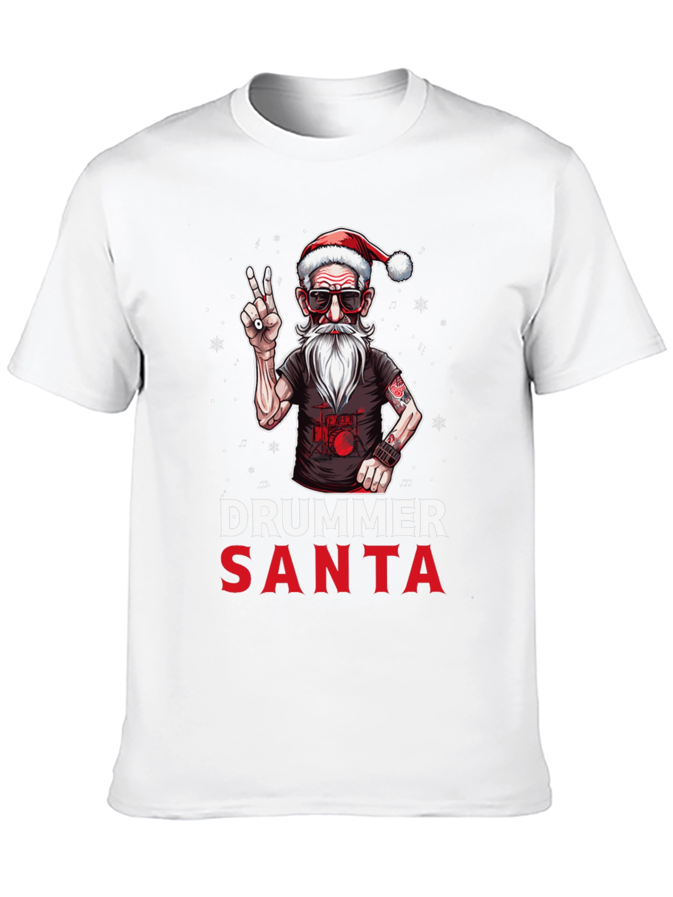 Drummer Santa T-Shirt - Festive Rock Style