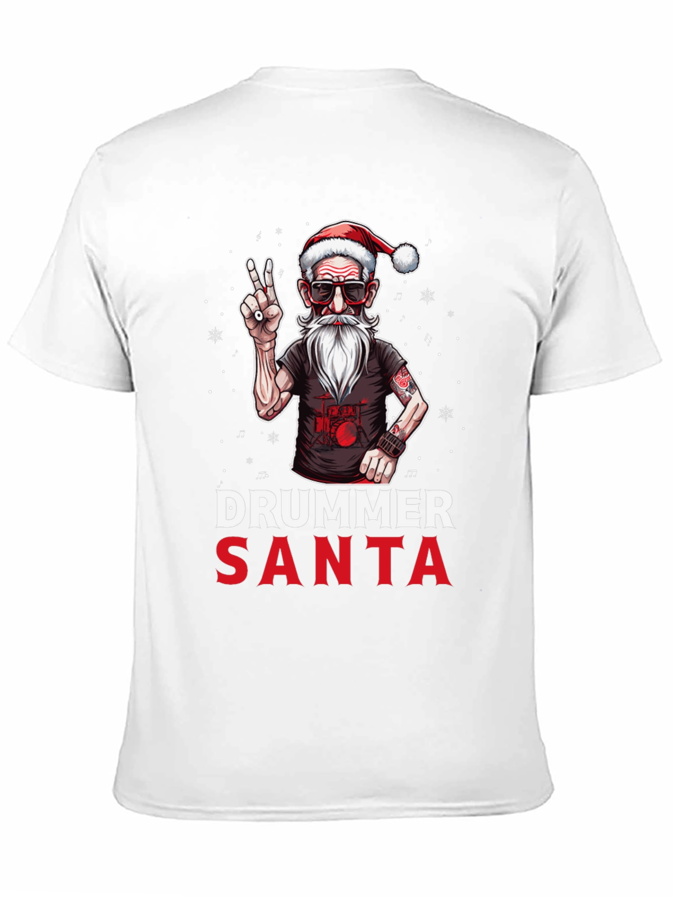 Drummer Santa T-Shirt - Festive Rock Style