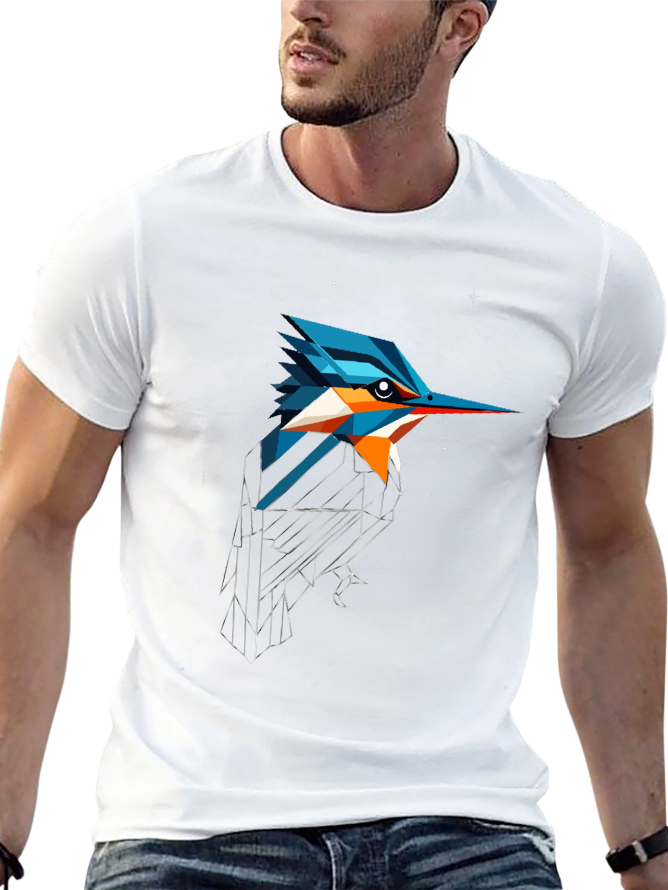 Geometric Kingfisher Graphic Tee